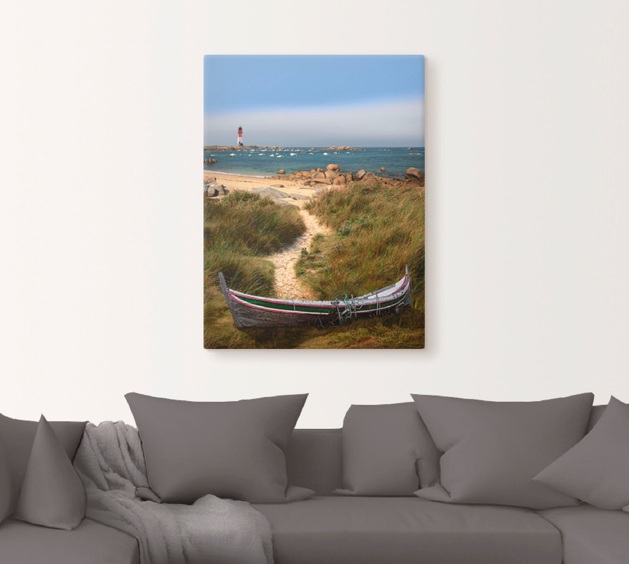 Artland Leinwandbild »Das alte Boot in den Dünen«, Küste, (1 St.), auf Keilrahmen gespannt
