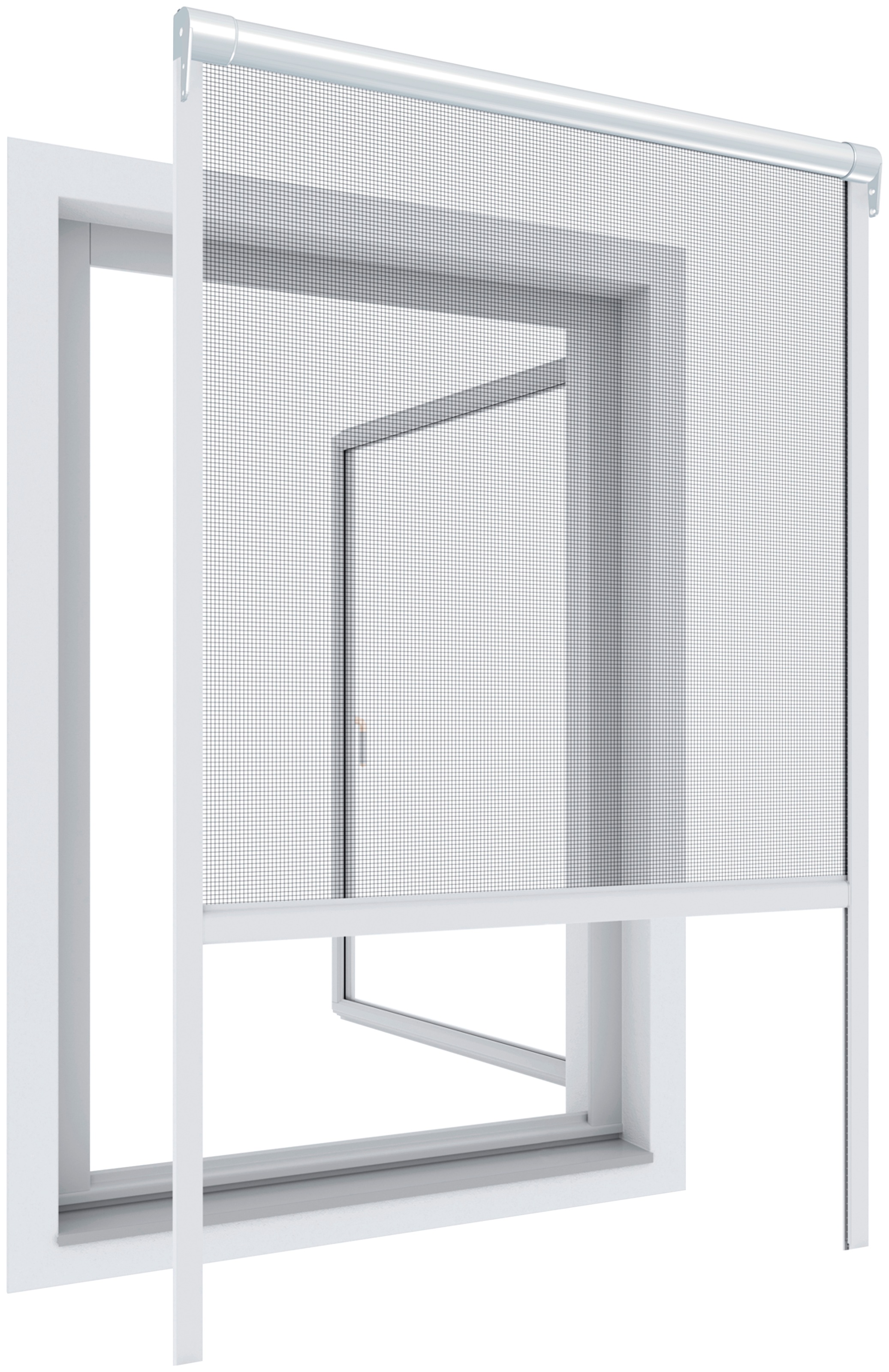 WINDHAGER Insektenschutzrollo "Basic, Fliegengitterrollo für Fenster zum Bohren", 160cm, 160cm, weiß, Rollos, Moskitonetz Rollo kürzbar, erhältlich