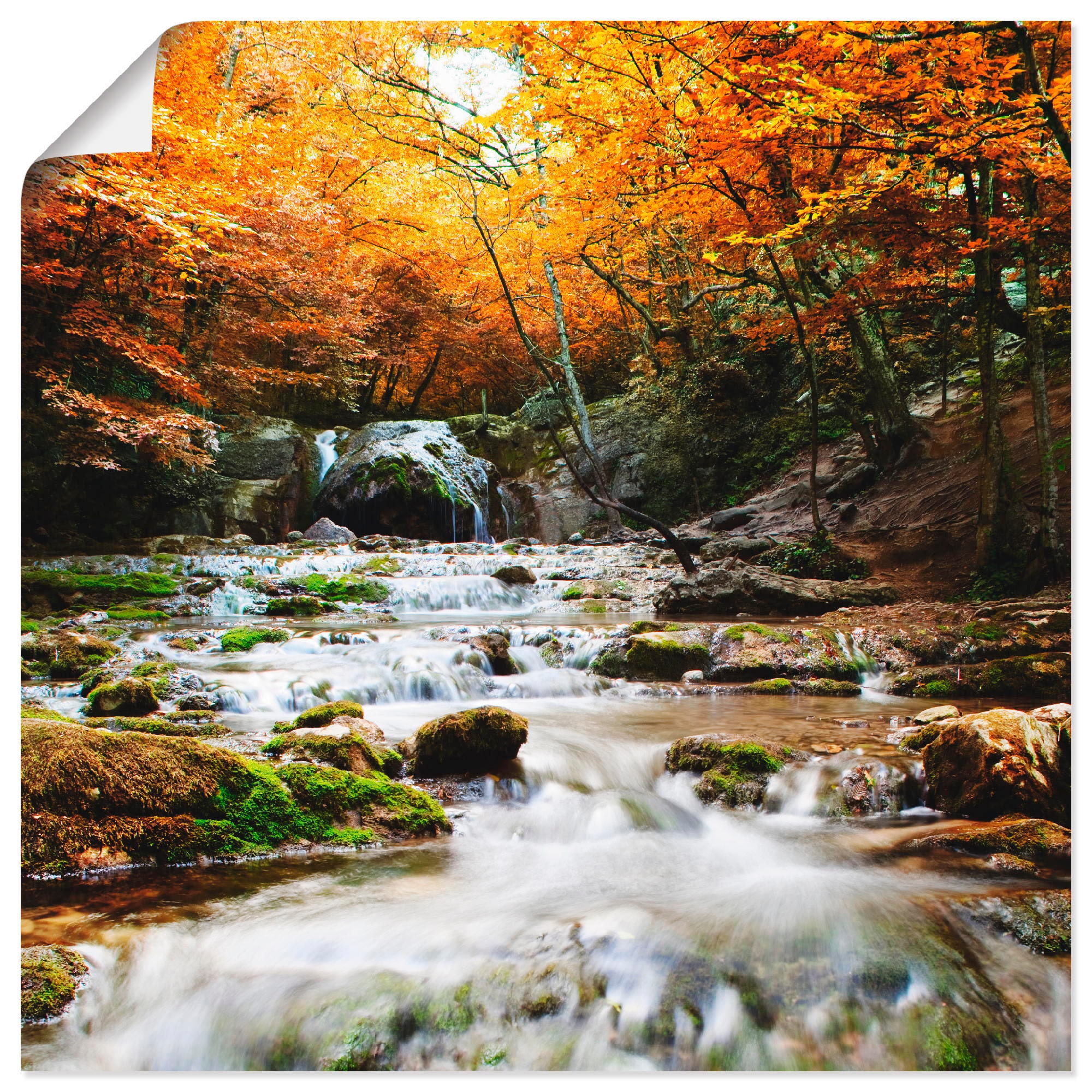 Artland Wandbild "Herbstlicher Wasserfall" Gewässer 1 Stk. tlg. als Poster, günstig online kaufen