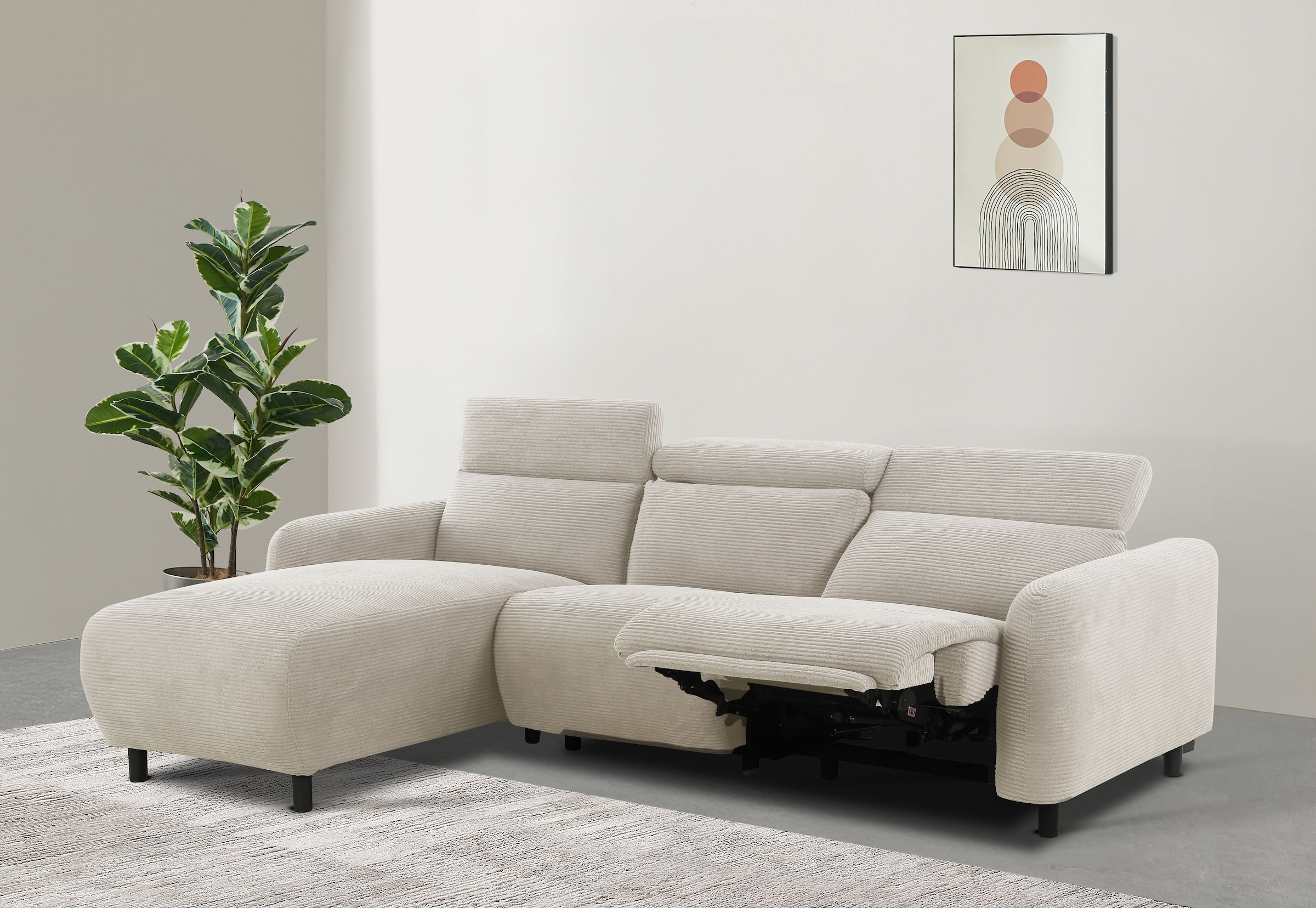 Home affaire Ecksofa "SKAANE in Cord, L-Form, 274 cm, manuelle u. elektrisc günstig online kaufen