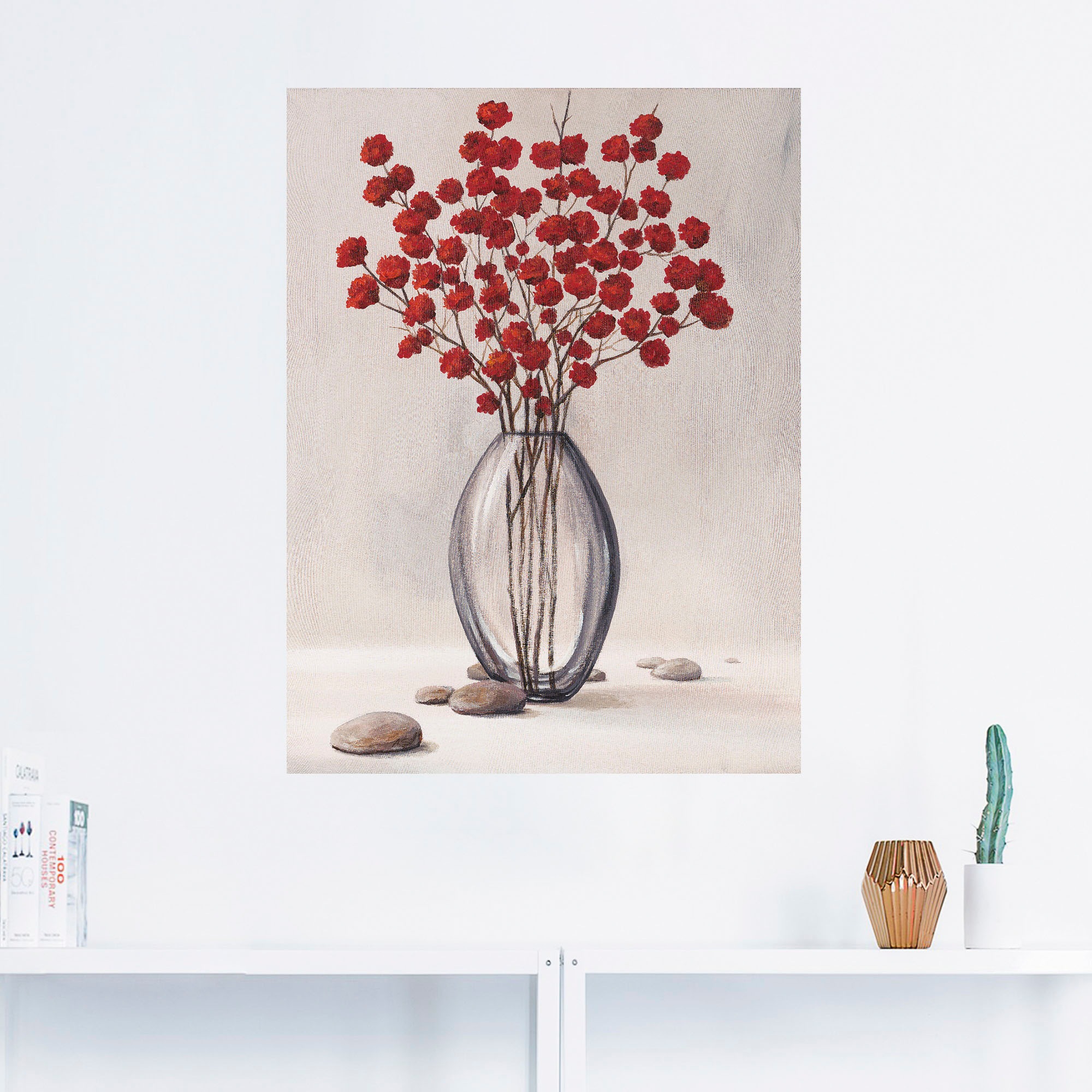 Blumenbilder, »Dekorative versch. oder Wandaufkleber BAUR rote (1 Alubild, Wandbild Poster bestellen Größen als Herbstblumen«, Leinwandbild, Artland St.), | in