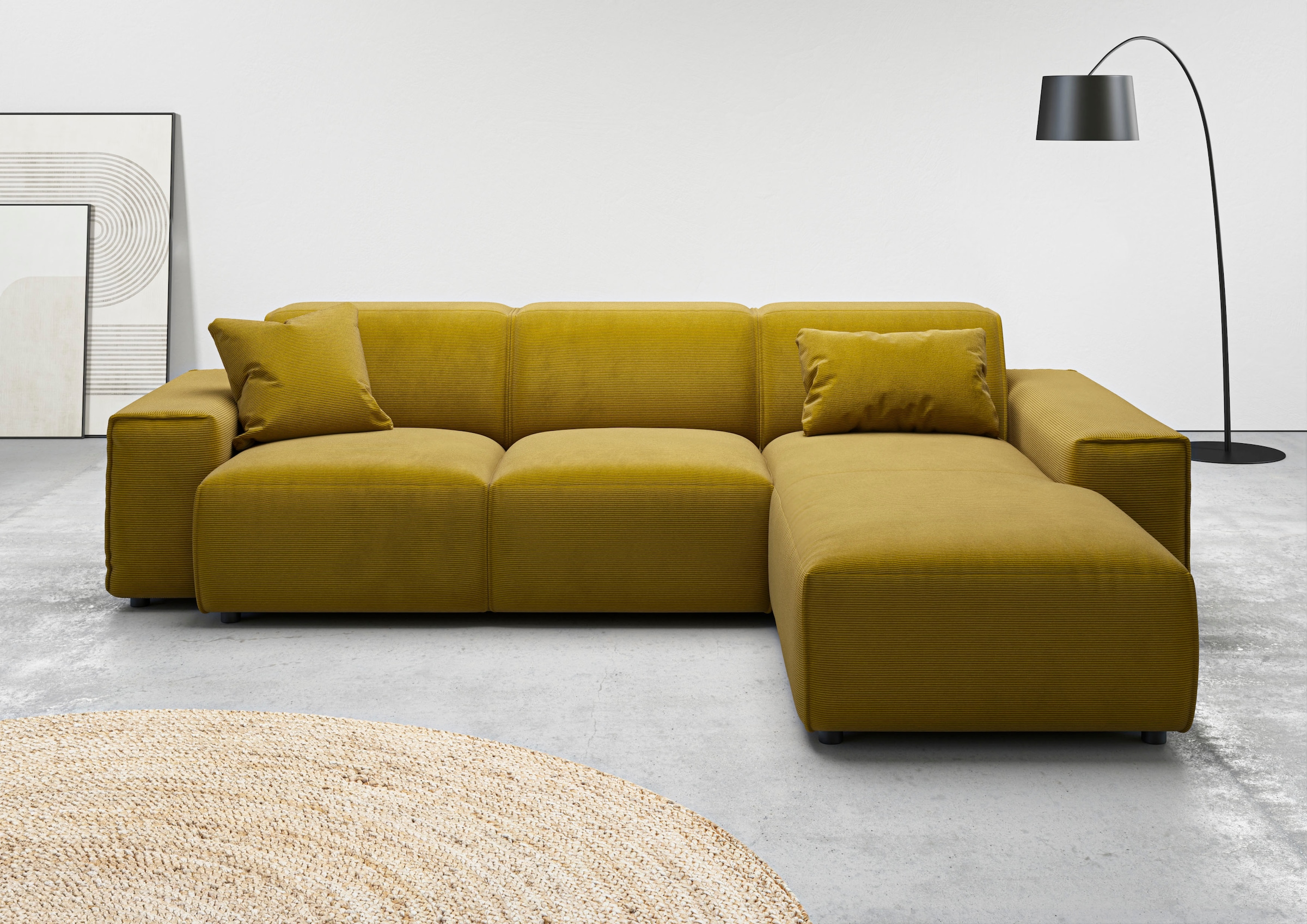 Home affaire Ecksofa "Glimminge L-Form auch in Breitcord, Feincord + Easy care-Bezug," Breite 264, Zierkissen