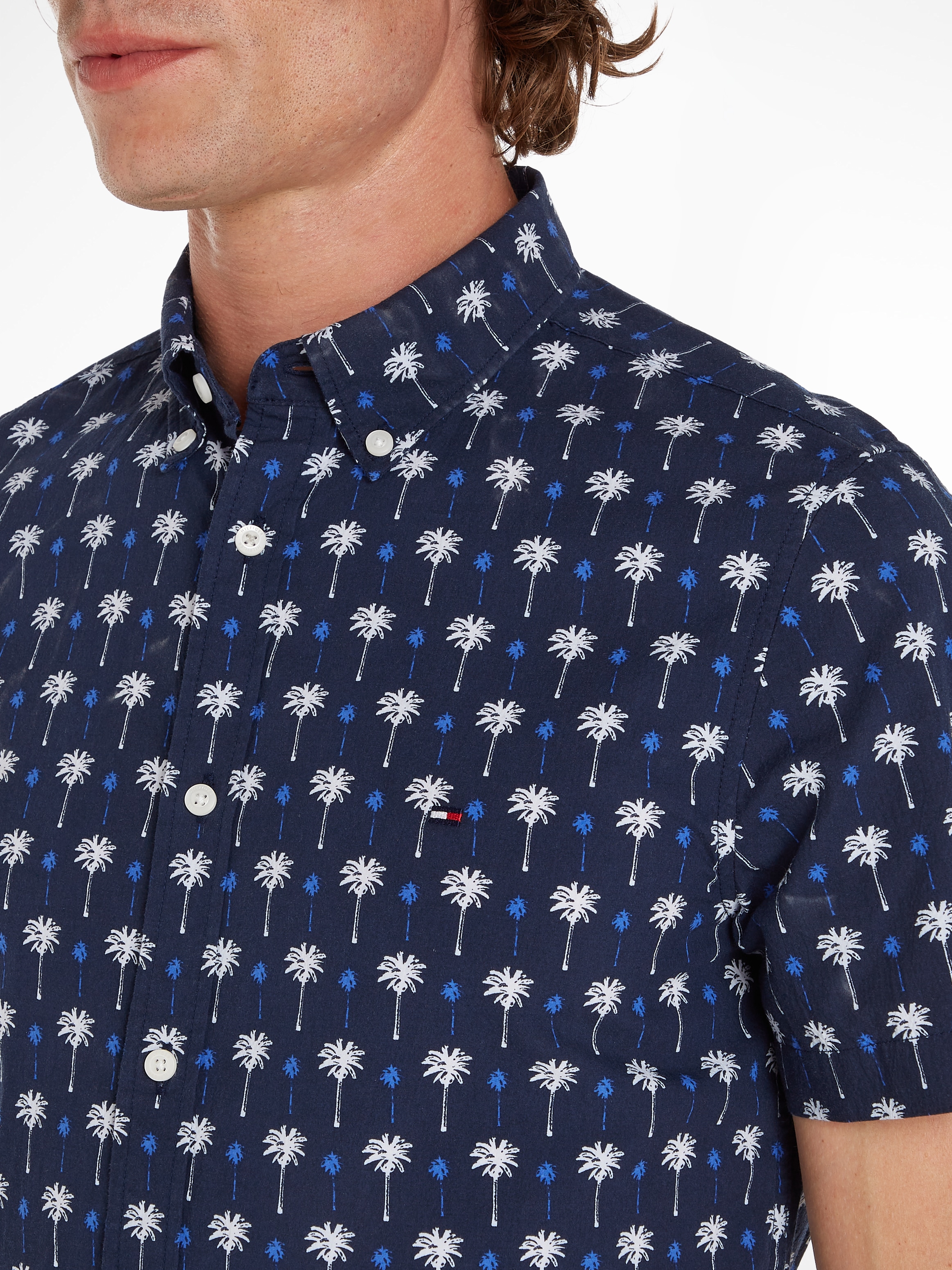 Tommy Hilfiger Kurzarmhemd »MINI PALM PRINT SF SHIRT«, mit zweifarbigen Print