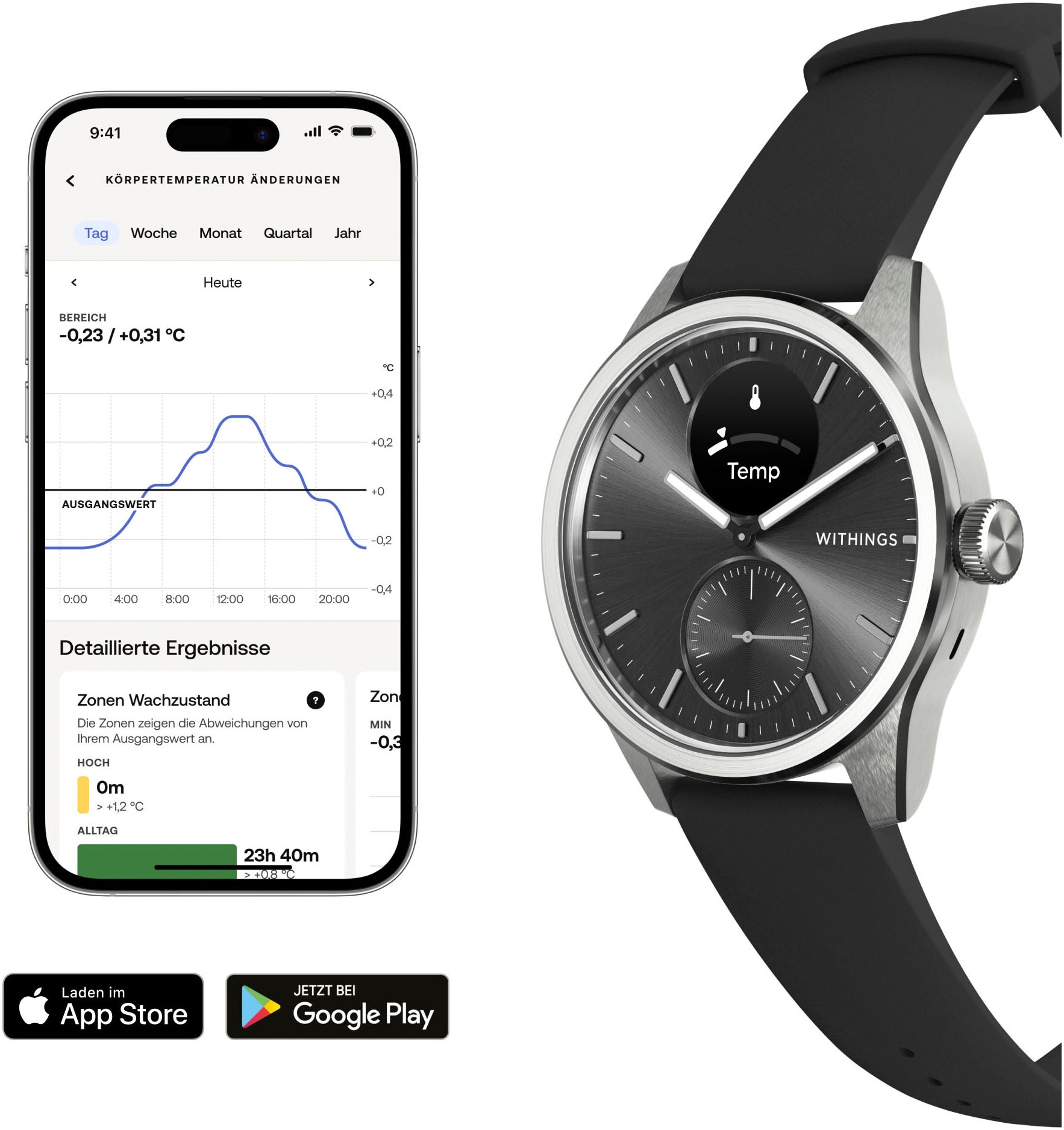 Withings Smartwatch »ScanWatch 2 42mm«, HealthSense OS,)