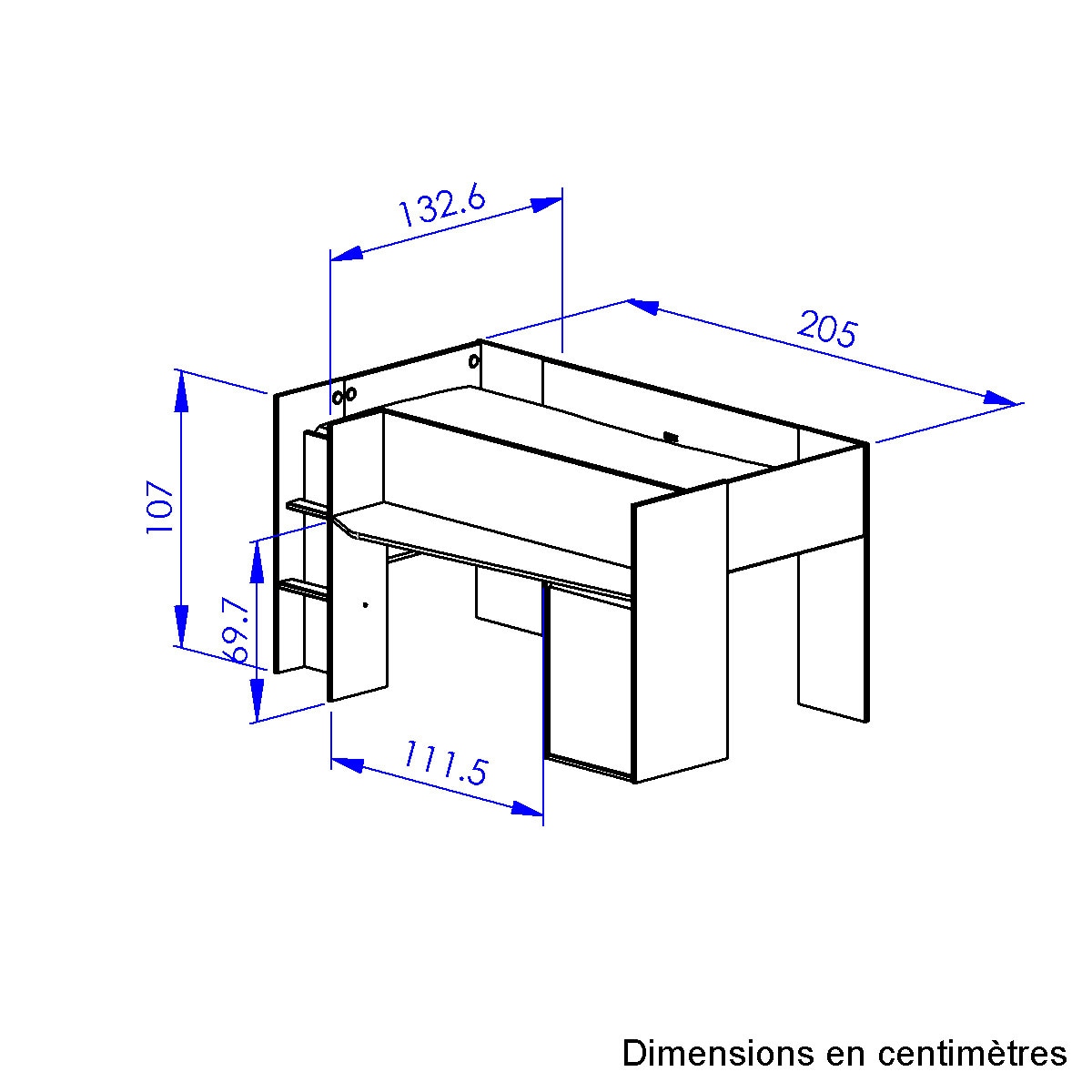 Gami Hochbett »Nael«, Hochbett 90 / 200 mit Schreibtisch