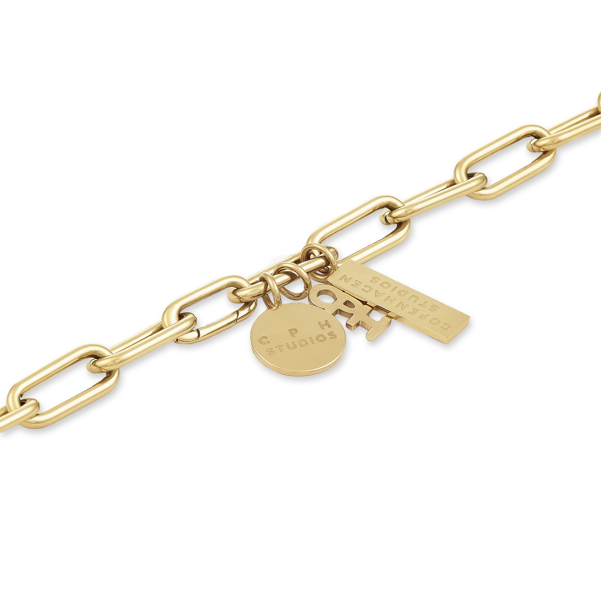 Kette mit Anhänger COPENHAGEN STUDIOS "Schmuck Geschenk Edelstahl Halskette Bold Link", gelbgoldfarben, Halsketten, Damen, Edelstahl, L: 50 B: 5mm, B:5mm 2