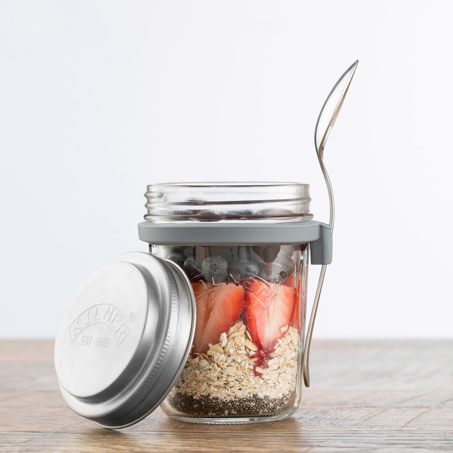 KILNER Vorratsglas, (1 tlg.), für Jogurth, Quark, inkl. Edelstahllöffel, 350 ml