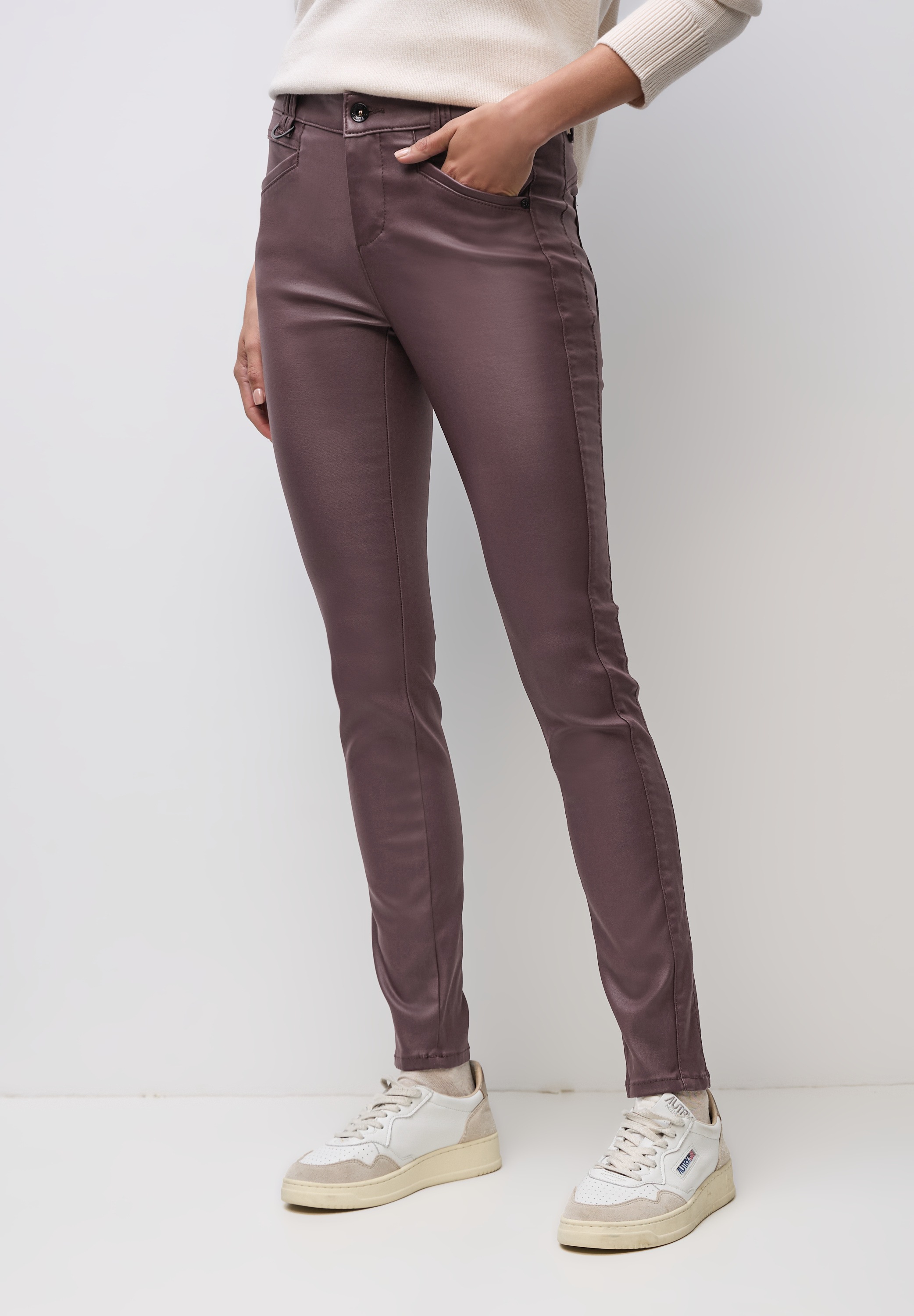 STREET ONE Lederimitathose Middle Waist günstig online kaufen