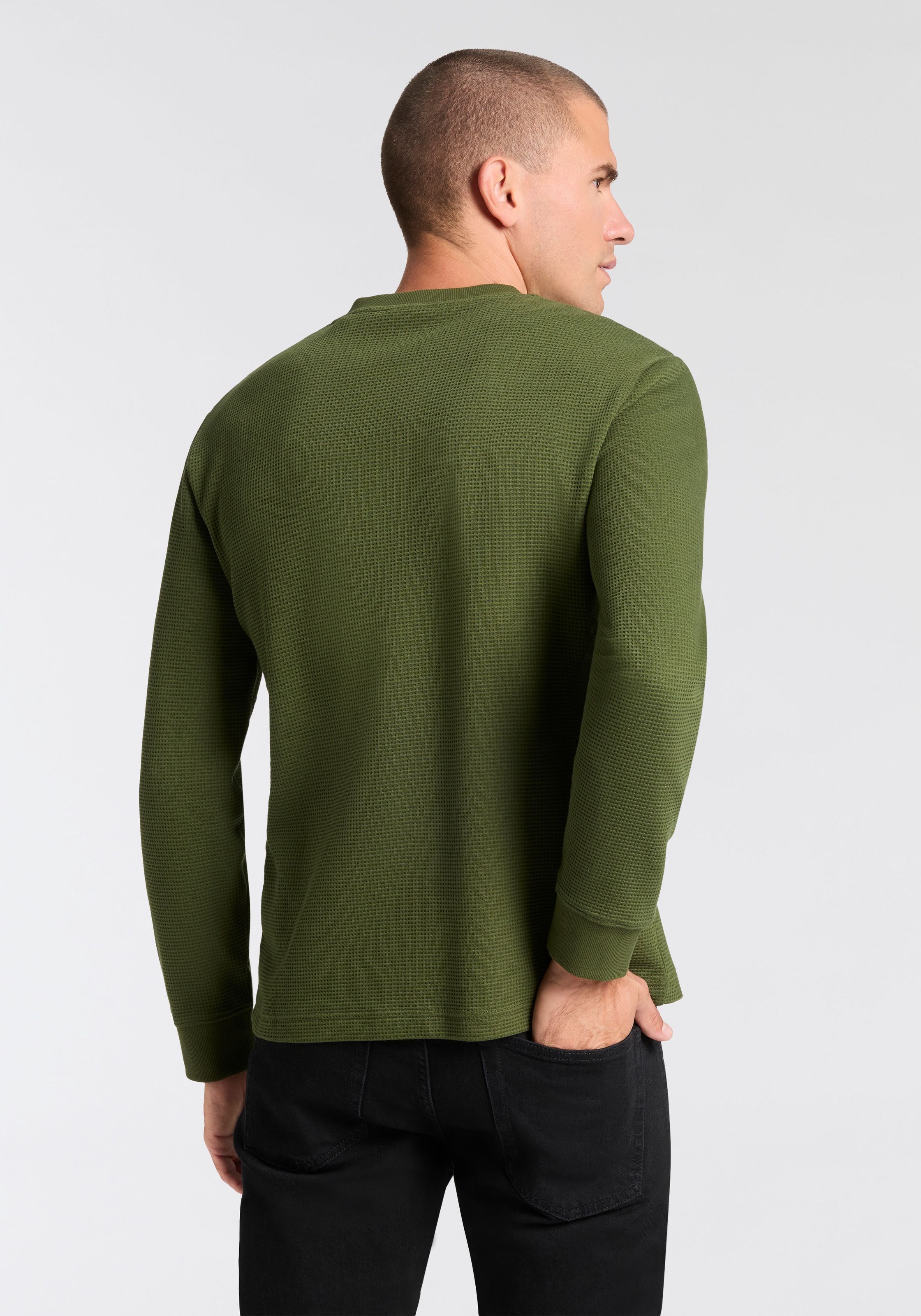 Gant Henleyshirt "WAFFLE LS HENLEY" Rundhalsausschnitt, Regular fit, Waffel günstig online kaufen
