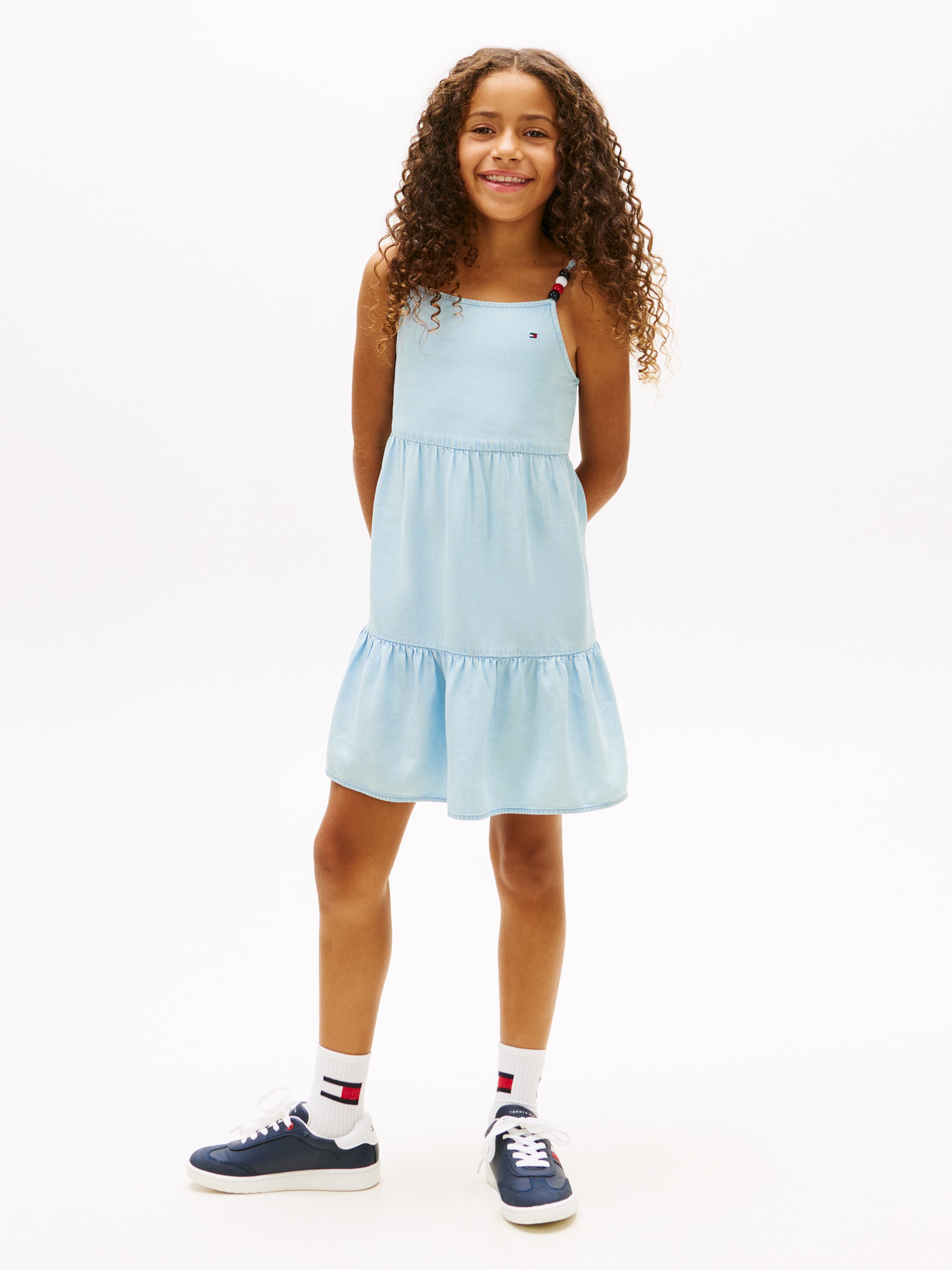 Tommy Hilfiger Spaghettikleid »TENCEL STRAP DRESS« Kinder bis 16 Jahre, mit dekorativen Trägerdetails