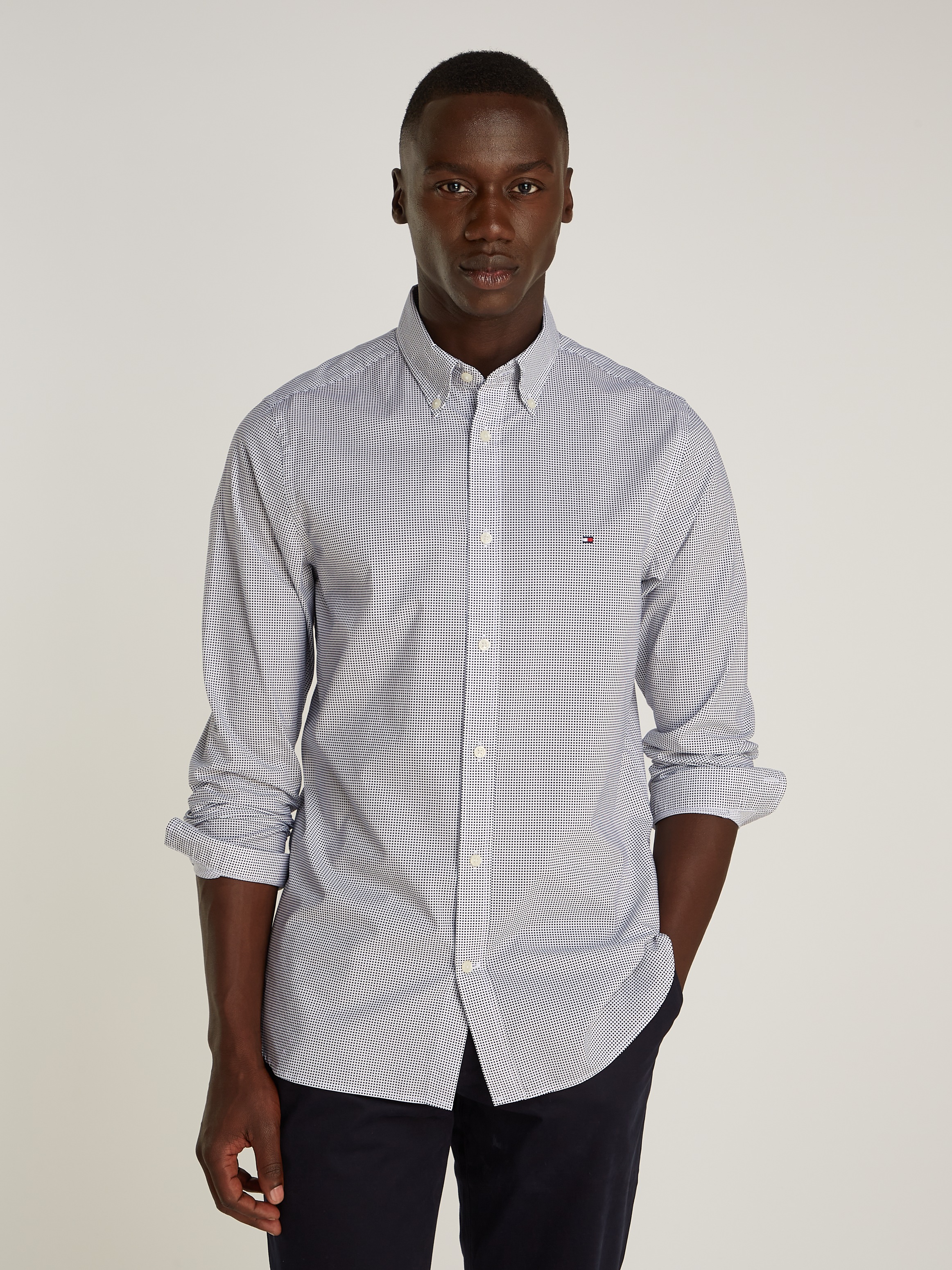 Tommy Hilfiger Businesshemd "MICRO PRINT SF SHIRT", kleinkariert gemustert