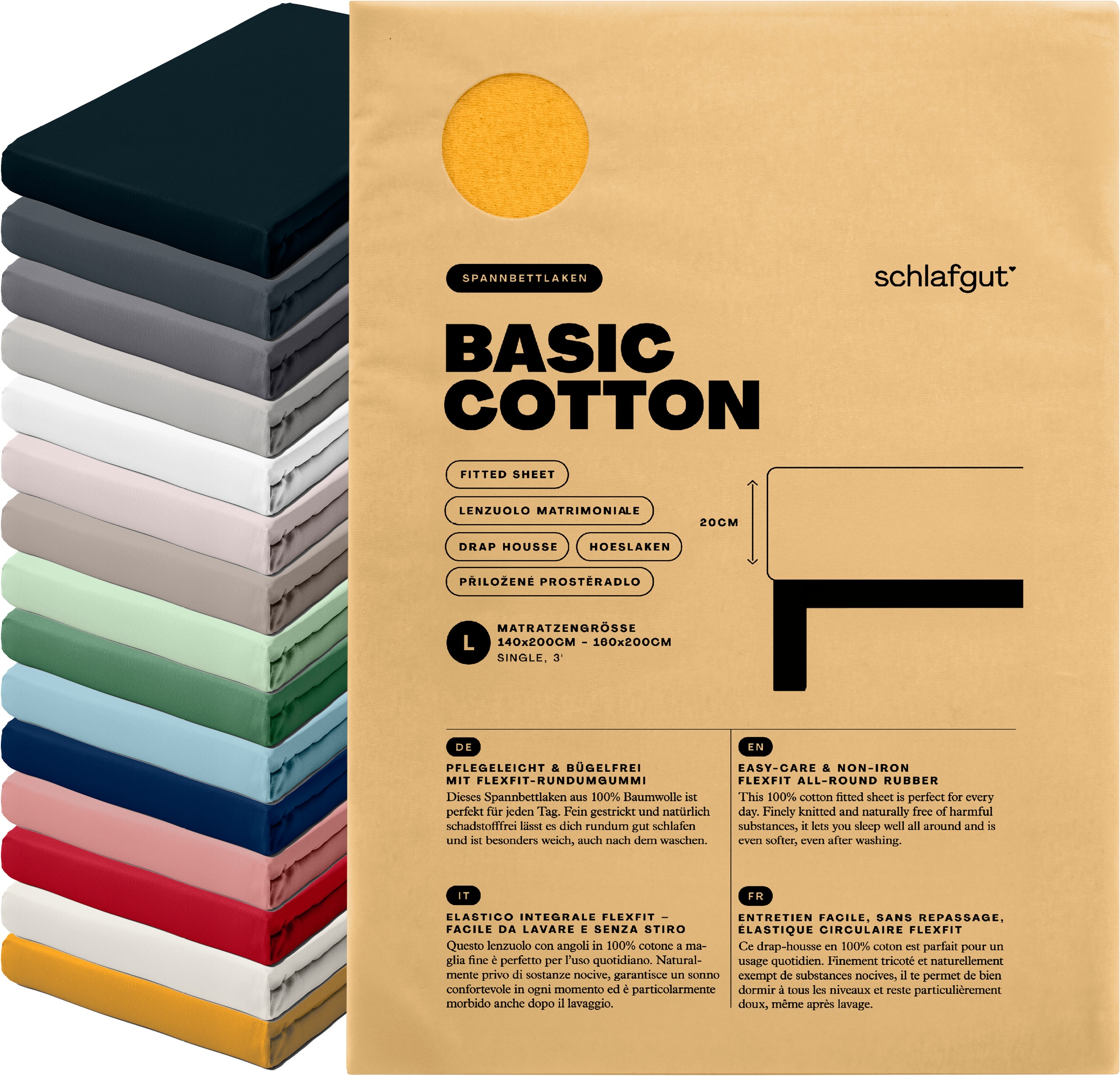 Schlafgut Spannbettlaken "Basic Cotton Bettlaken, 160 g/m², 100% Baumwolle, günstig online kaufen