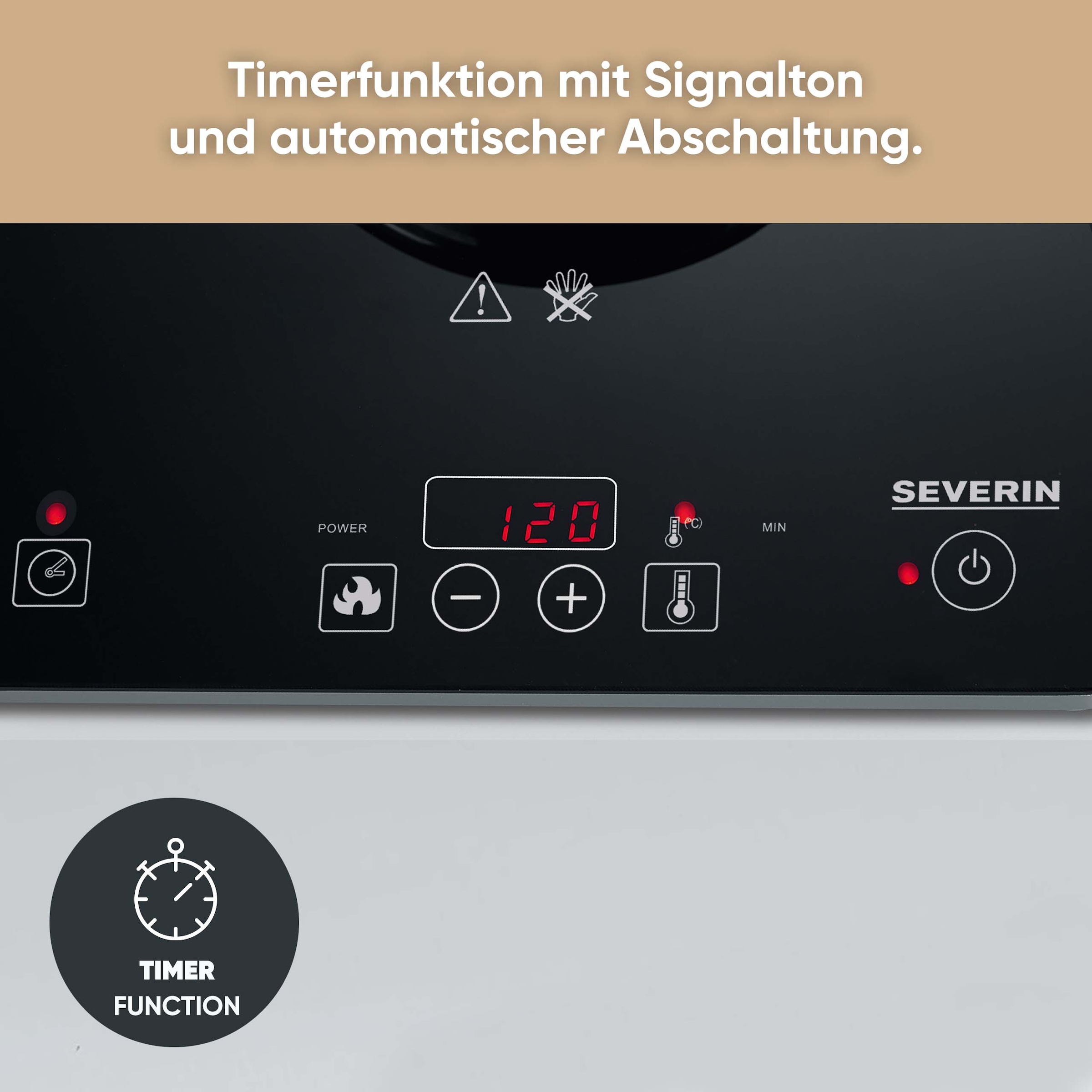 Severin Einzel-Induktionskochplatte »KP 1071« Timerfunktion, automatische Topferkennung, Glaskeramik