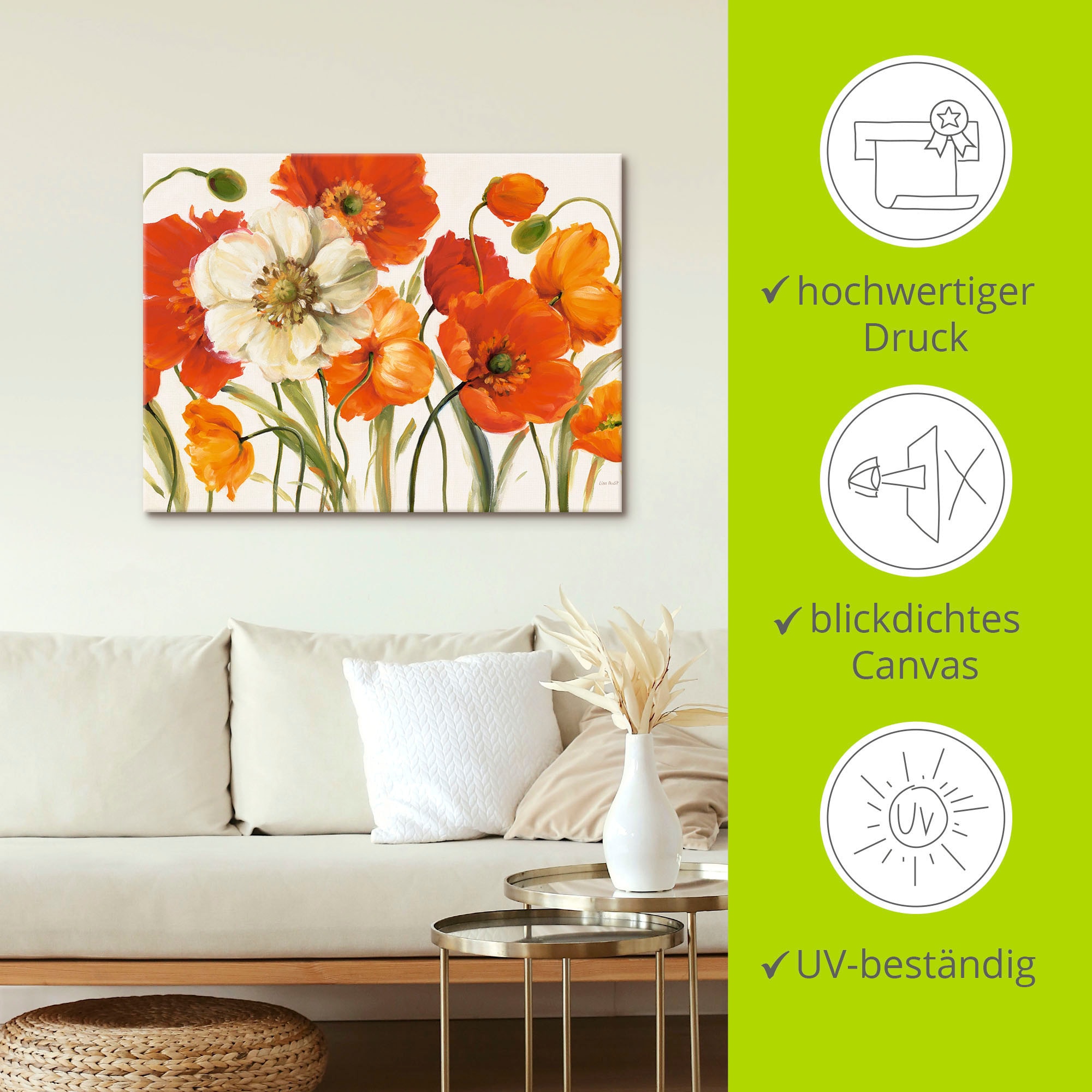 Artland Wandbild »Mohnblumen I«, Blumen, (1 St.), als Leinwandbild, Poster, Wandaufkleber in verschied. Größen