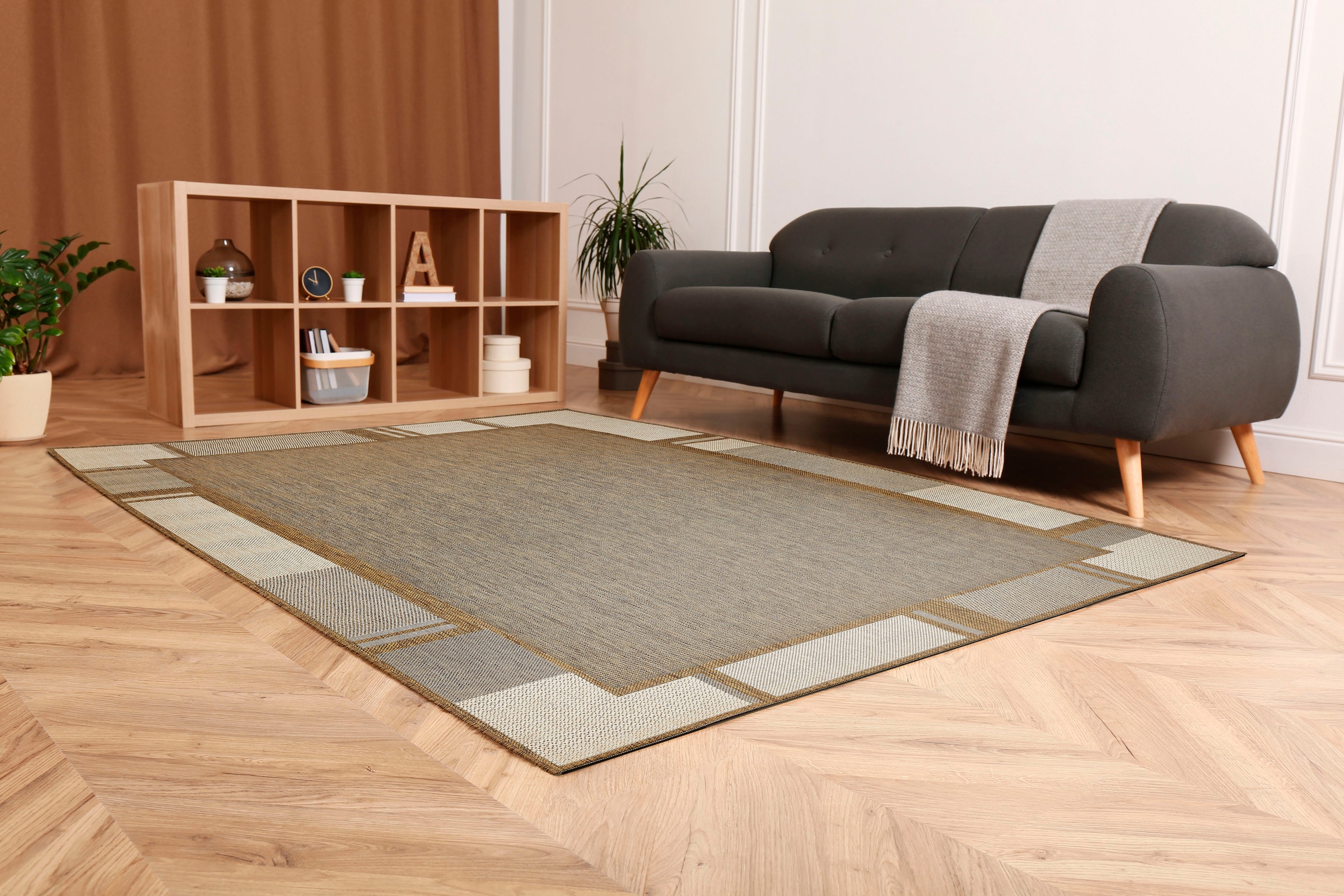 Andiamo Teppich »New Orleans 2«, rechteckig, 5 mm Höhe, Flachgewebe, mit Bordüre, In- und Outdoor geeignet, Wohnzimmer