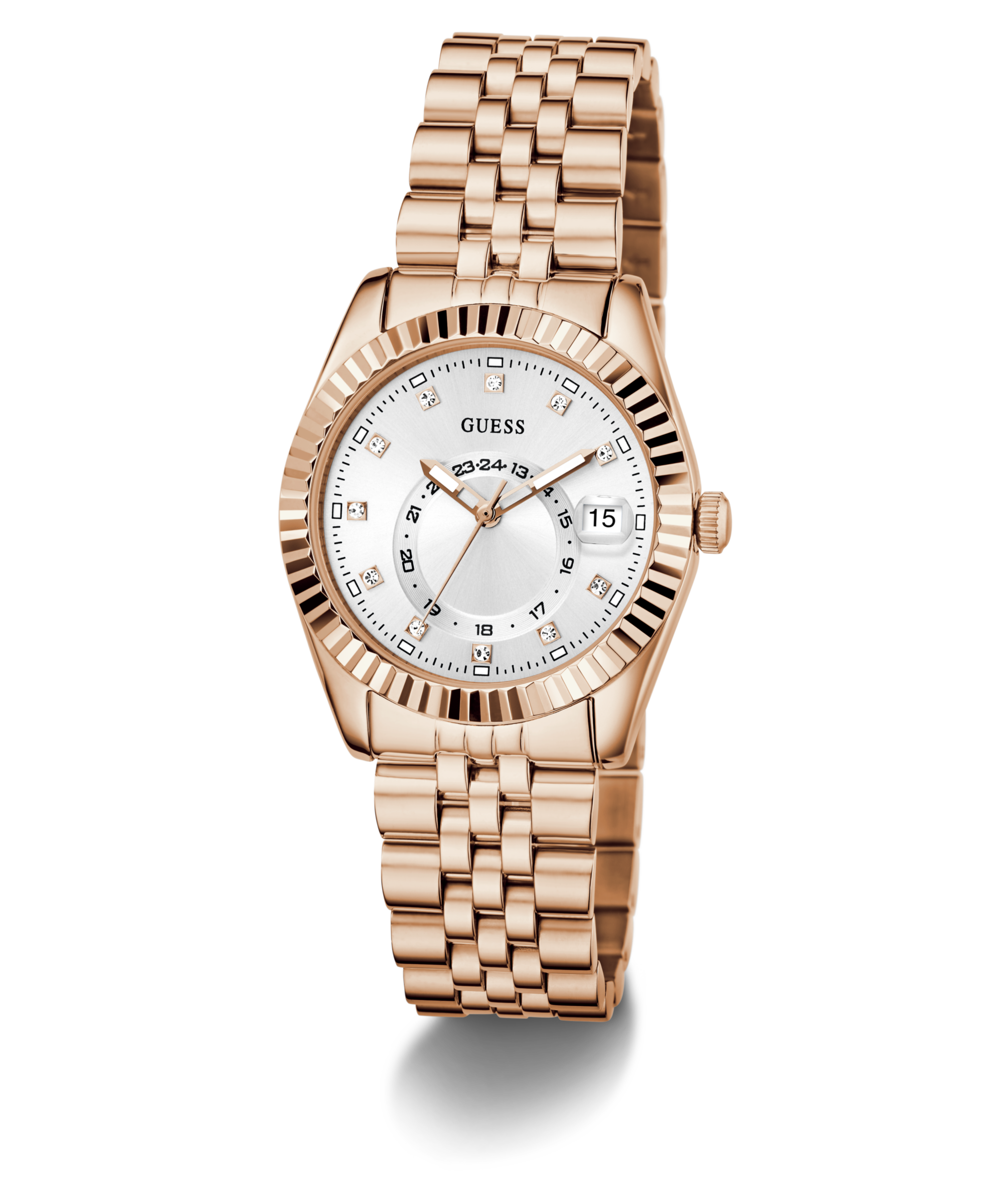 Guess Quarzuhr »JADA« Armbanduhr, Damenuhr, Edelstahlarmband, Datum