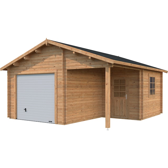 Black Friday Palmako Garage »Roger«, BxTxH: 564x601x321 cm, mit Anbau und  Sektionaltor, hellbraun | BAUR