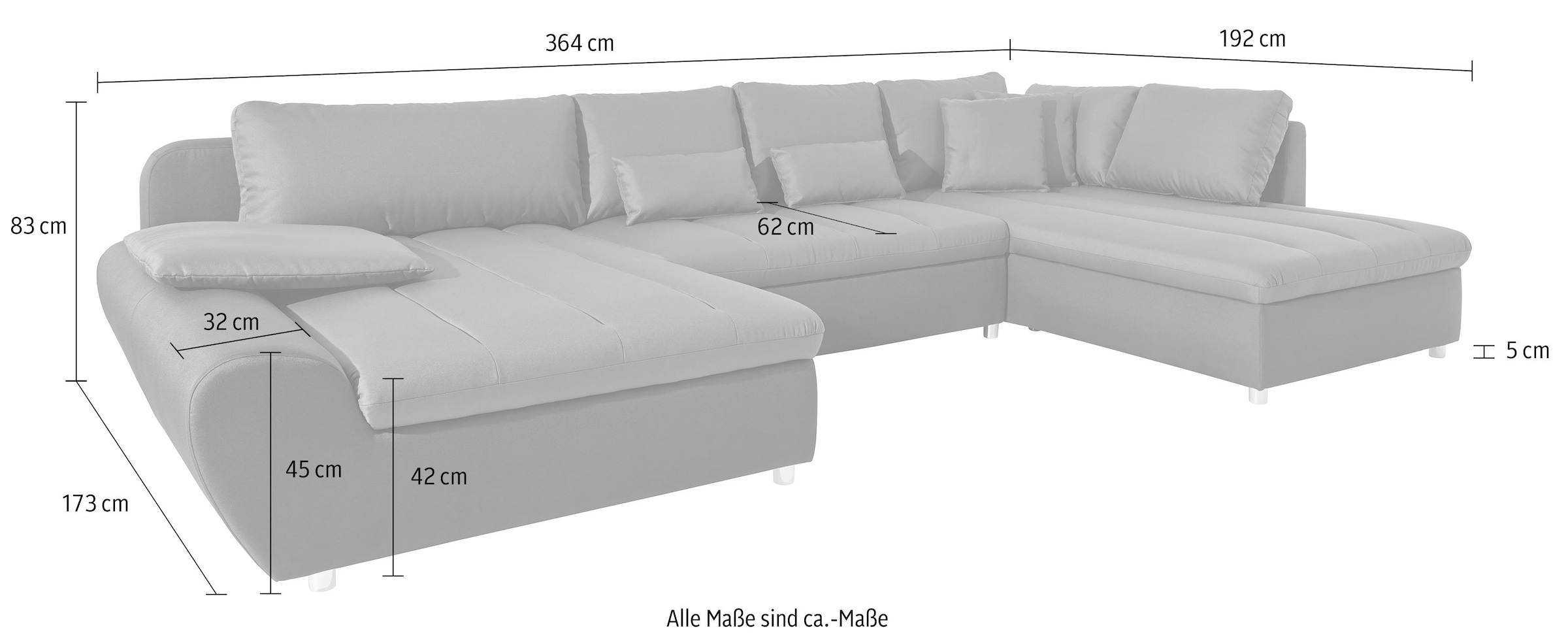 sit&more Wohnlandschaft »Bandos U-Form«, in 2 unterschiedlichen Größen, wahlweise mit Bettfunktion + Bettkasten