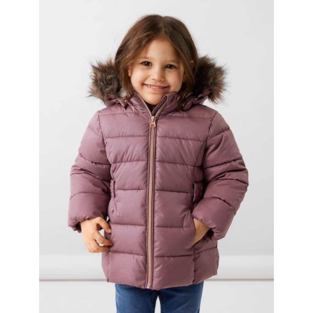 Name It Steppjacke »NMFMERETHE JACKET3 GLITTER NOOS«, mit Kapuze