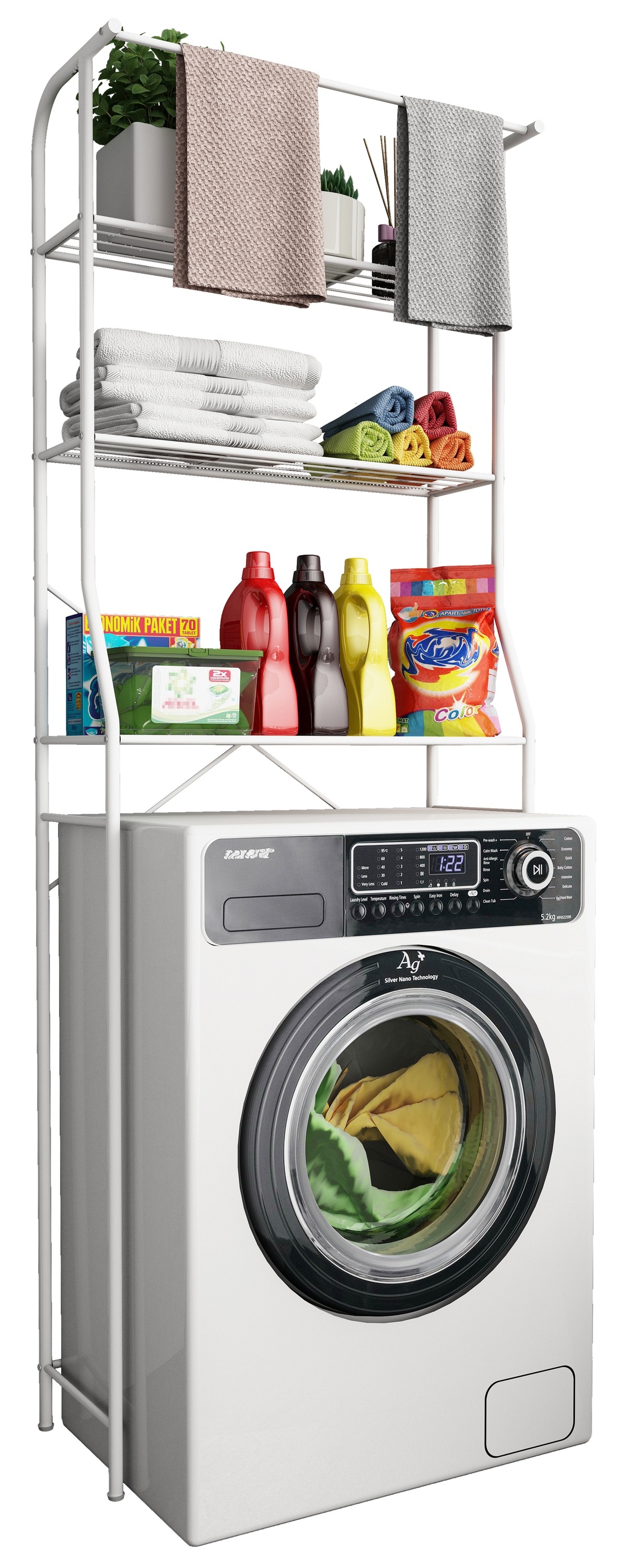 Waschmaschinenumbauschrank VCM, weiß, Schränke, "Waschmaschine Toilette Überbau Schrank Tubas L"