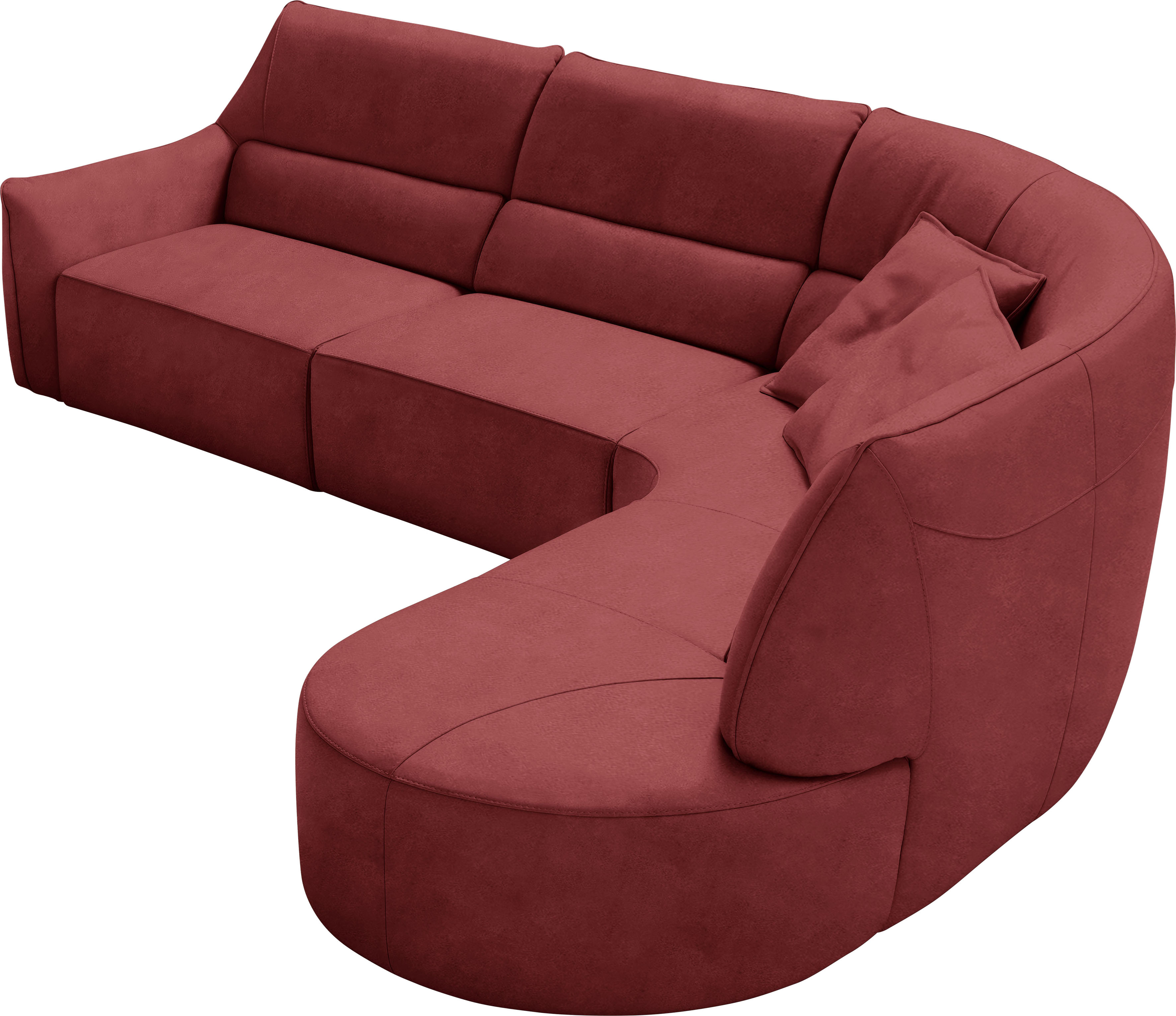 Egoitaliano Ecksofa "Puffy, extravagant & edel, Retro Designsofa, hoher Sitzkomfort, L-Form" mit Ottomane, wahlweise mit und ohne elektrischer Relaxfunktion