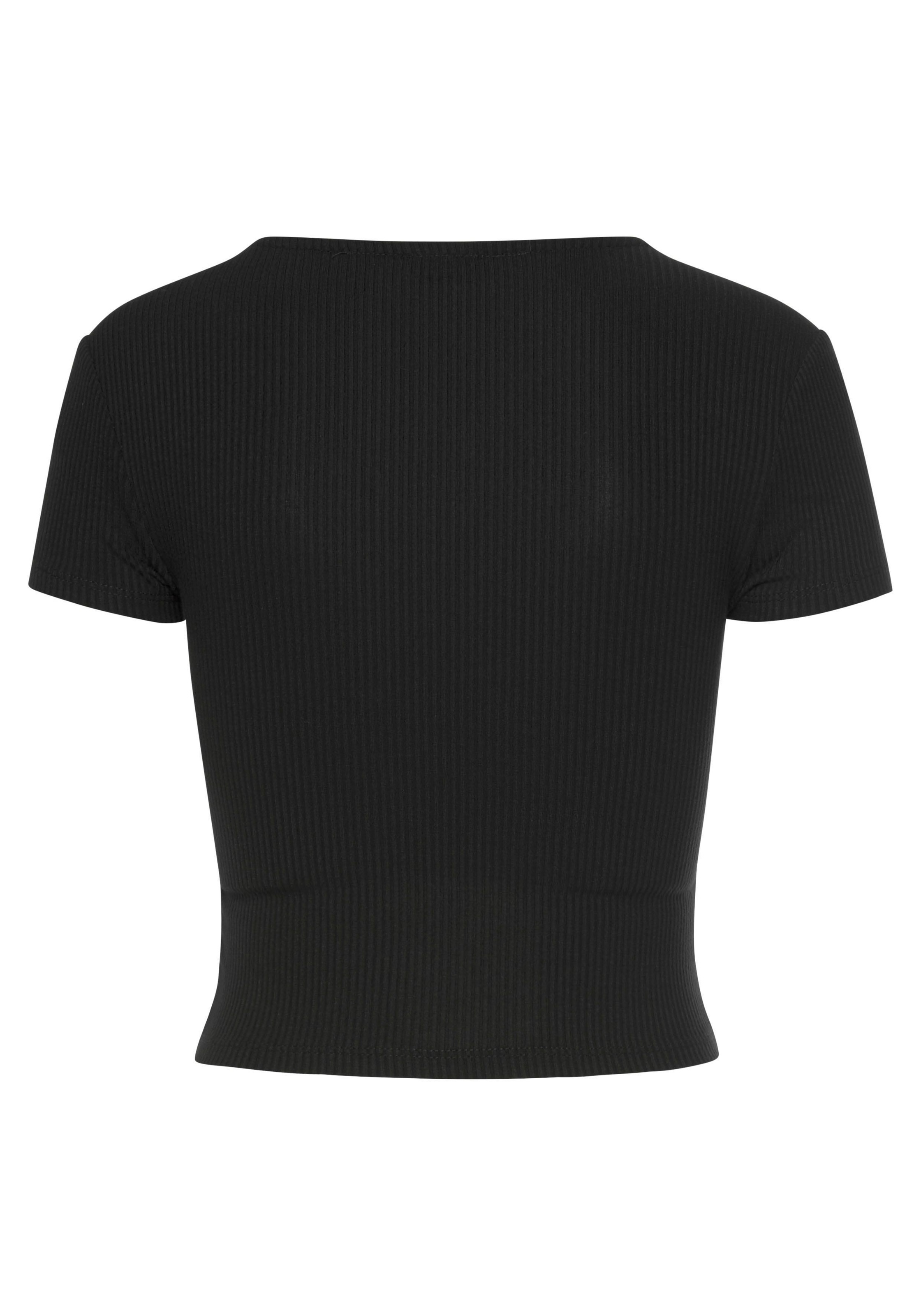 Buffalo Short Sleeve Wrap Crop Top Black 32/34 3