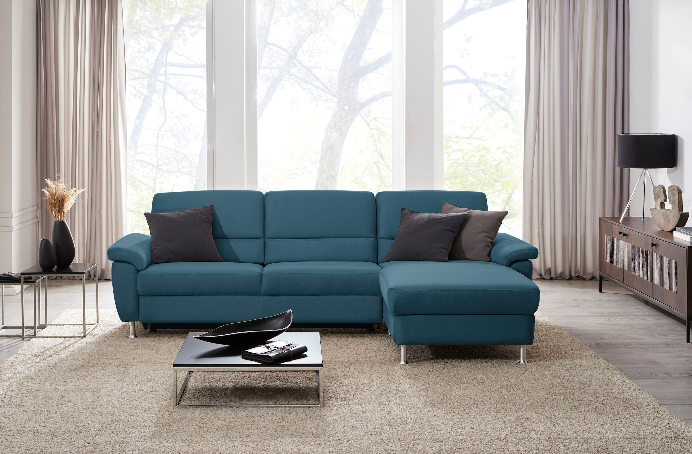 CALIZZA INTERIORS Ecksofa »Onyx L-Form«, Recamiere links oder rechts, wahlweise mit Bettfunktion, Breite 270 cm