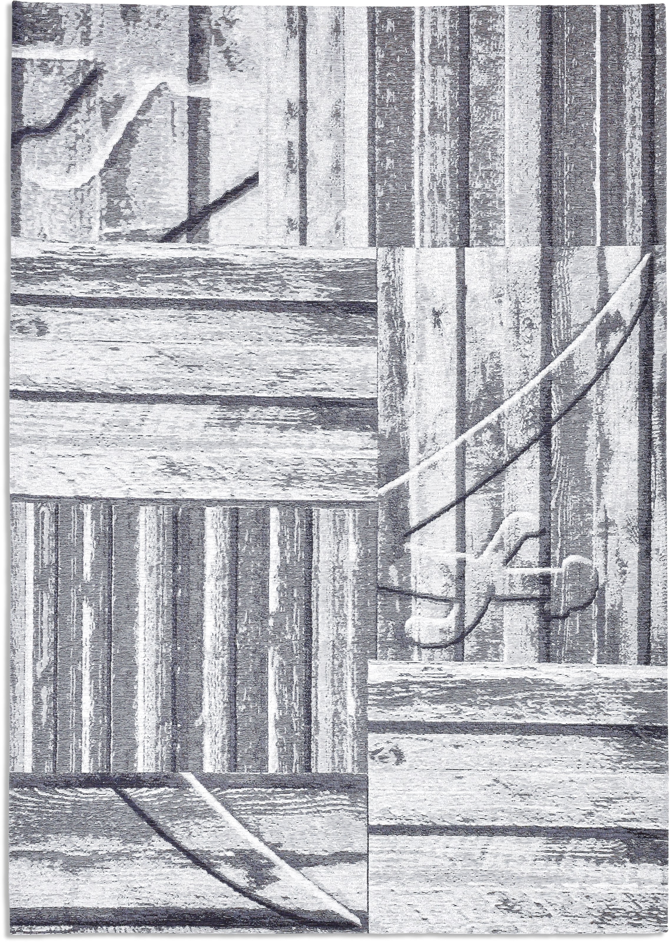 Sansibar Teppich »Keitum 010«, rechteckig, Flachgewebe, modernes Holz Design, Motiv, gekreuzte Säbel