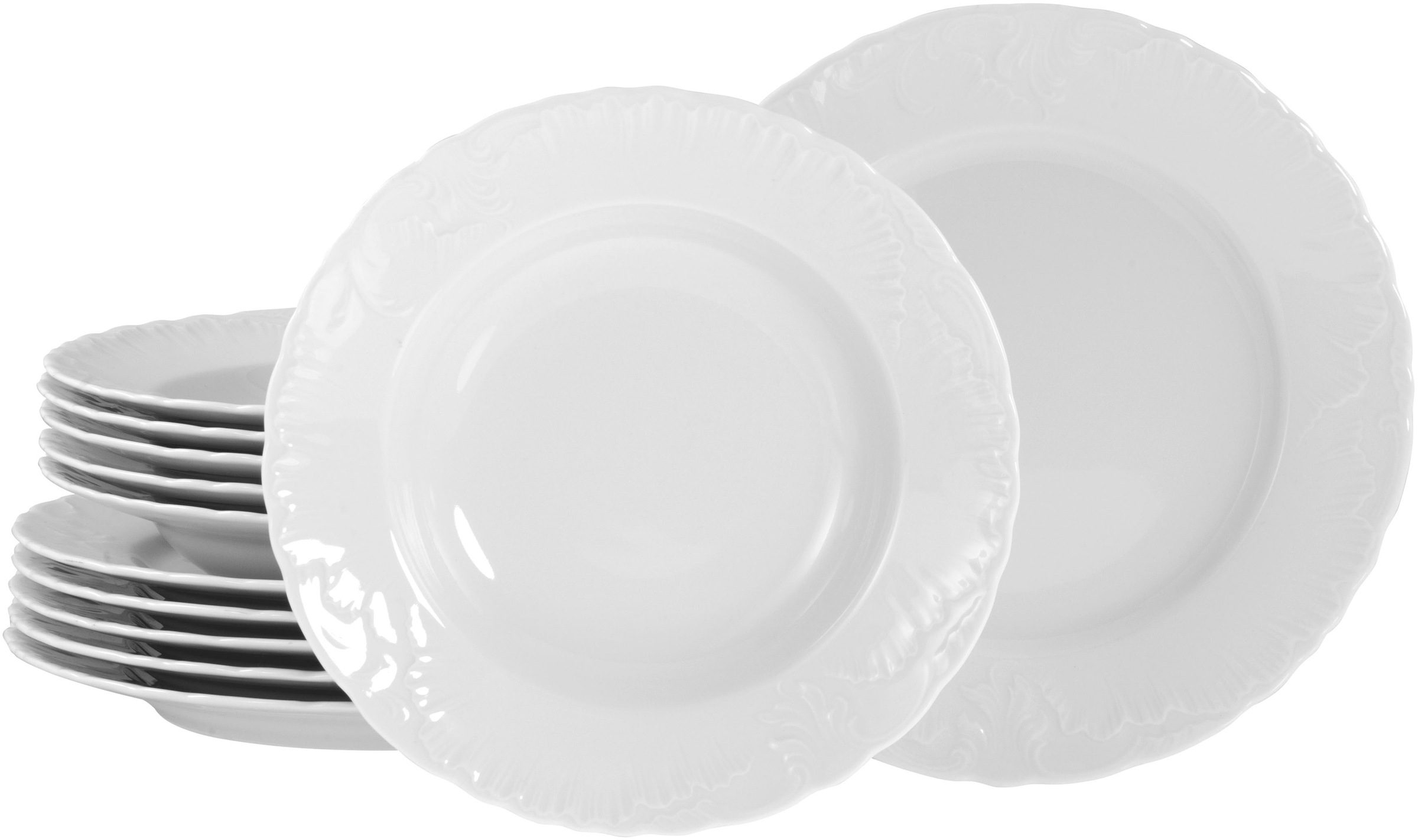 CREATABLE Tafelservice "Rokoko, Service 12-tlg.", 12weiß, Geschirr-Sets, Daily Use, Zeitlos