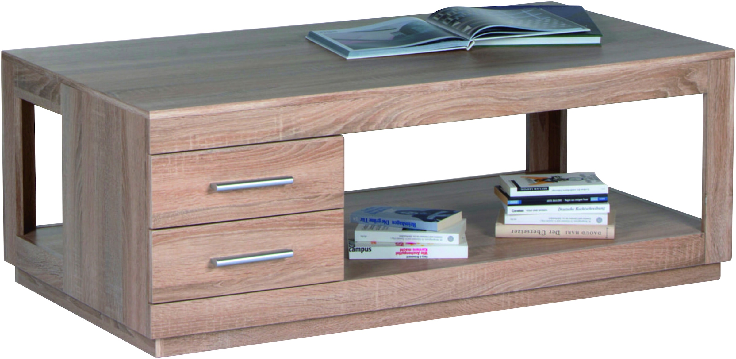 Stolkom Couchtisch »Festival Big mit Schubladen, Wohnzimmertisch BxHxT 120x46x65 cm«, 2 Schubladen, Eiche Sonoma Dekor