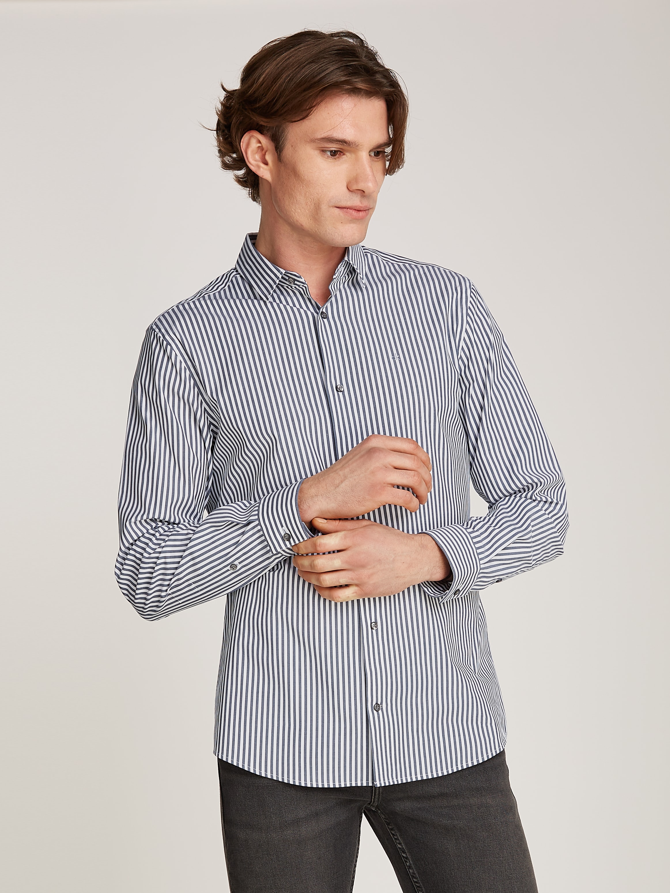 Calvin Klein Langarmhemd "POPLIN STRETCH STRIPE SHIRT", mit Streifenmuster günstig online kaufen