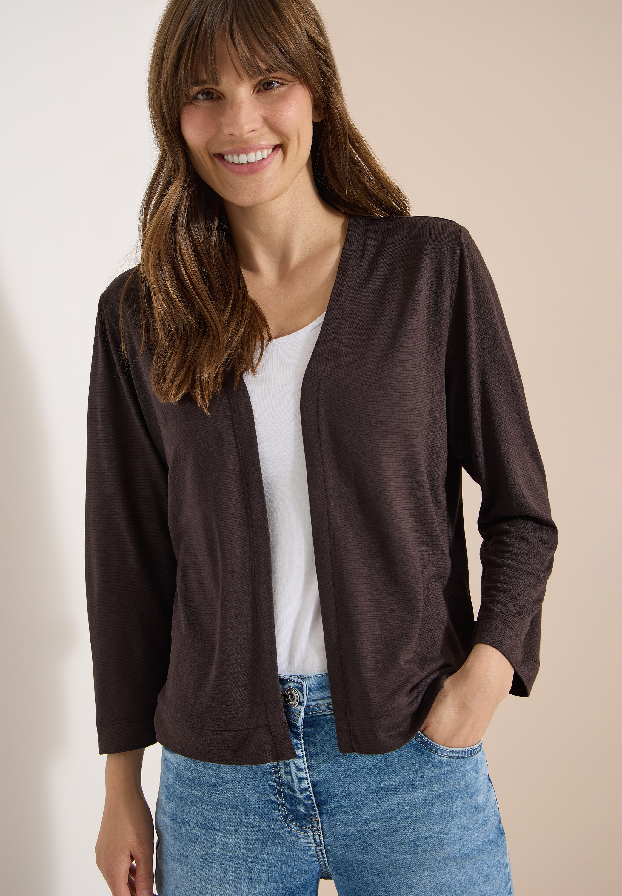 Cecil 3/4-Arm-Shirt Offene Jacke in Unifarbe mit 3/4-Arm