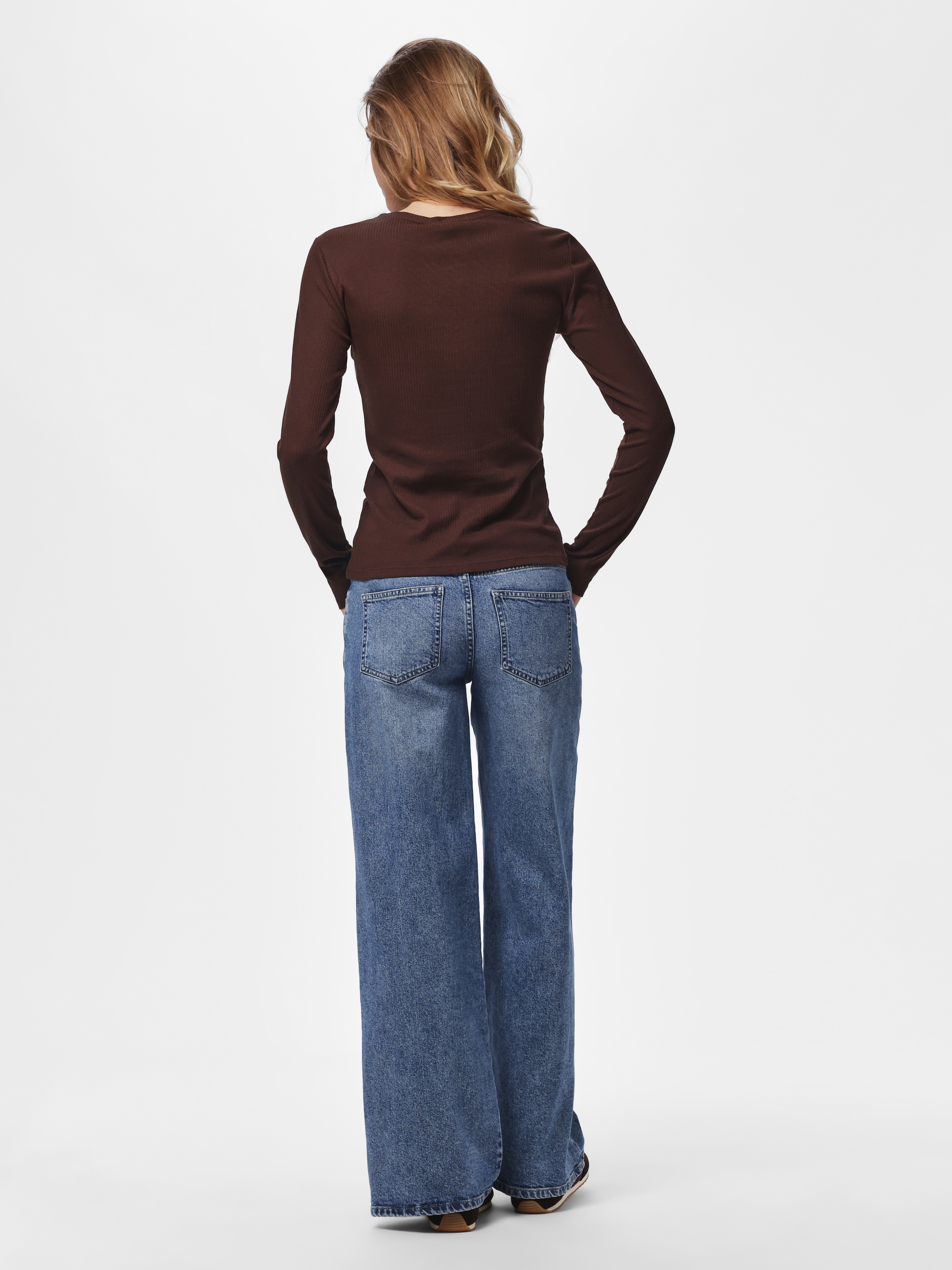 pieces Langarmshirt »PCRUKA LS TOP NOOS BC« Baumwollmischung, slim fit