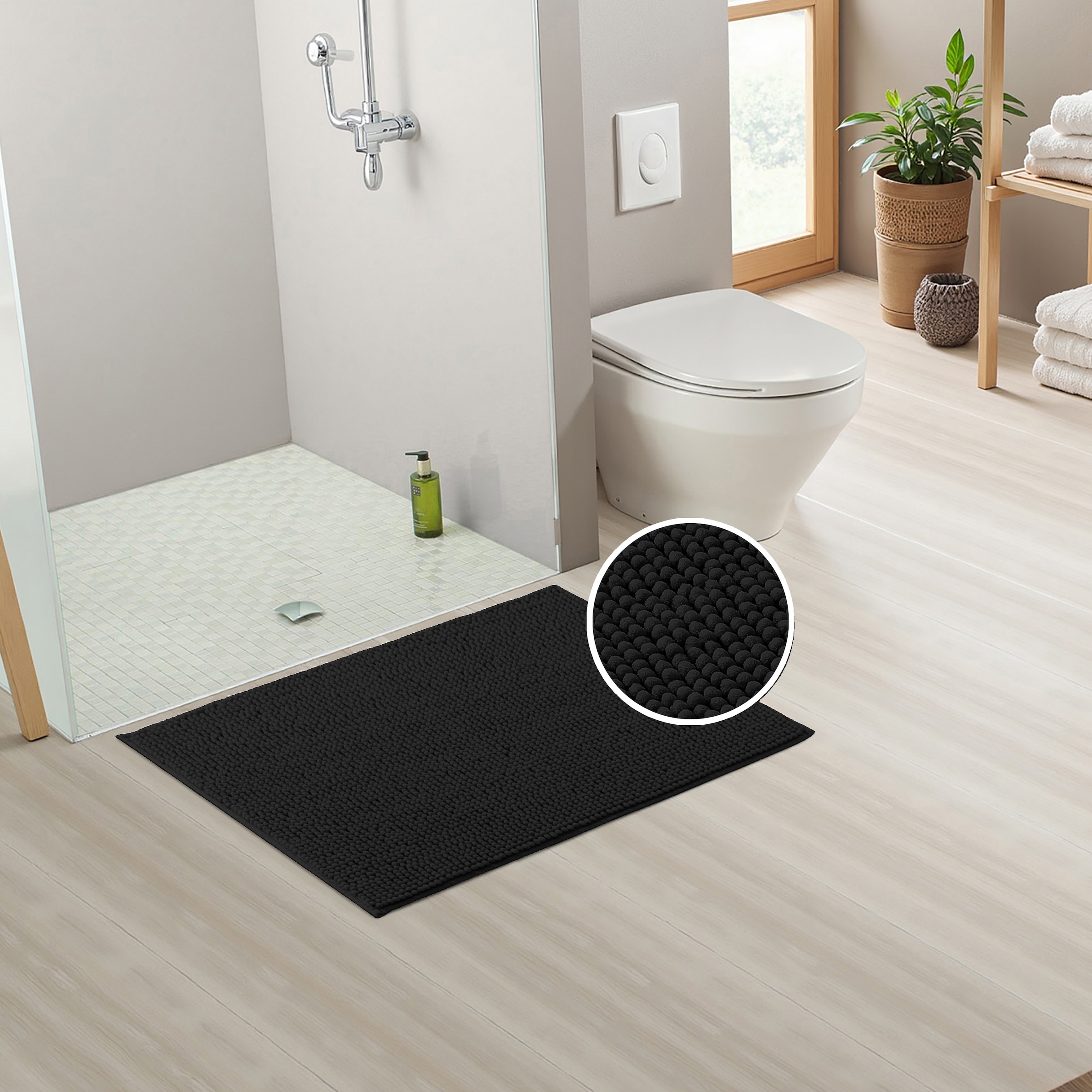 my home Badematte »Vanessa Chenille, Badvorleger, Badezimmer Teppich, Duschvorleger«, beidseitig nutzbar-strapazierfähig-fußbodenheizungsgeeignet-schnell trocknend, Uni Farben, besonders weich