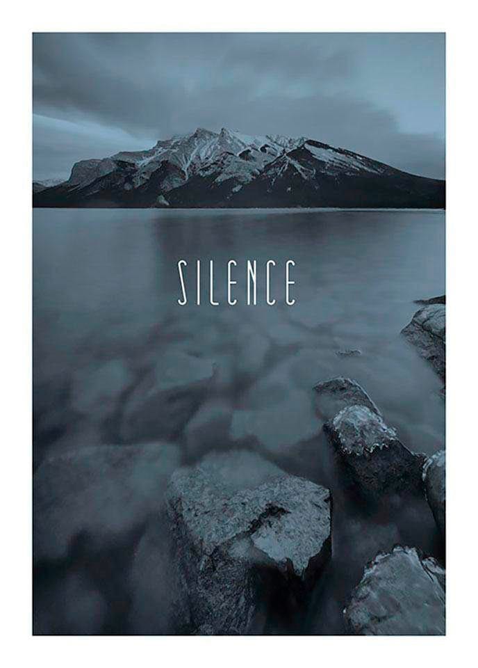 Komar Poster »Word Lake Silence Steel«, Natur, (1 St.), Kinderzimmer,  Schlafzimmer, Wohnzimmer | BAUR
