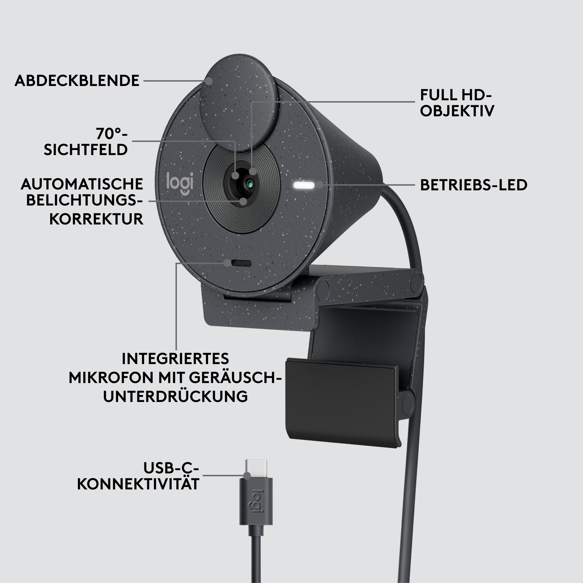 Logitech Webcam »BRIO 300«, Full HD, Mikrofon-Reichweite: Bis zu 1,22 m