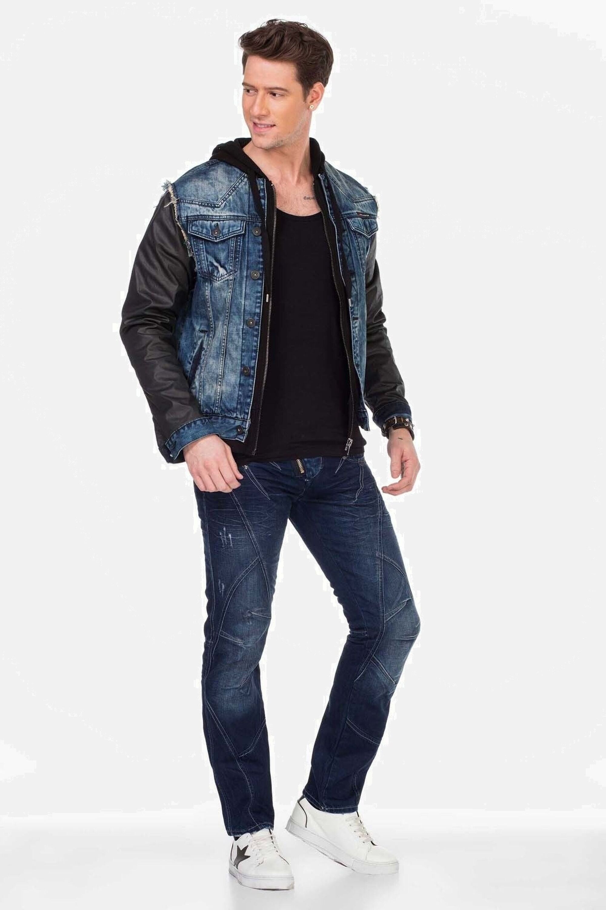 Cipo & Baxx Jeansjacke »Jacke«, ohne Kapuze, mit Metall Patch am Oberarm, C-1290