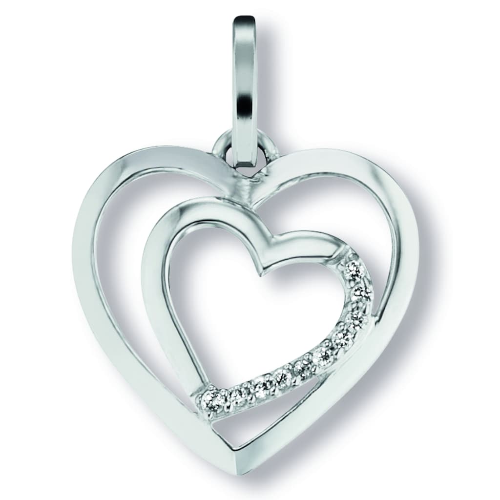 ONE ELEMENT Kette mit Anhänger »Zirkonia Herz Herz Anhänger aus 925 Silber« Schmuckset Set mit verstellbarer Halskette