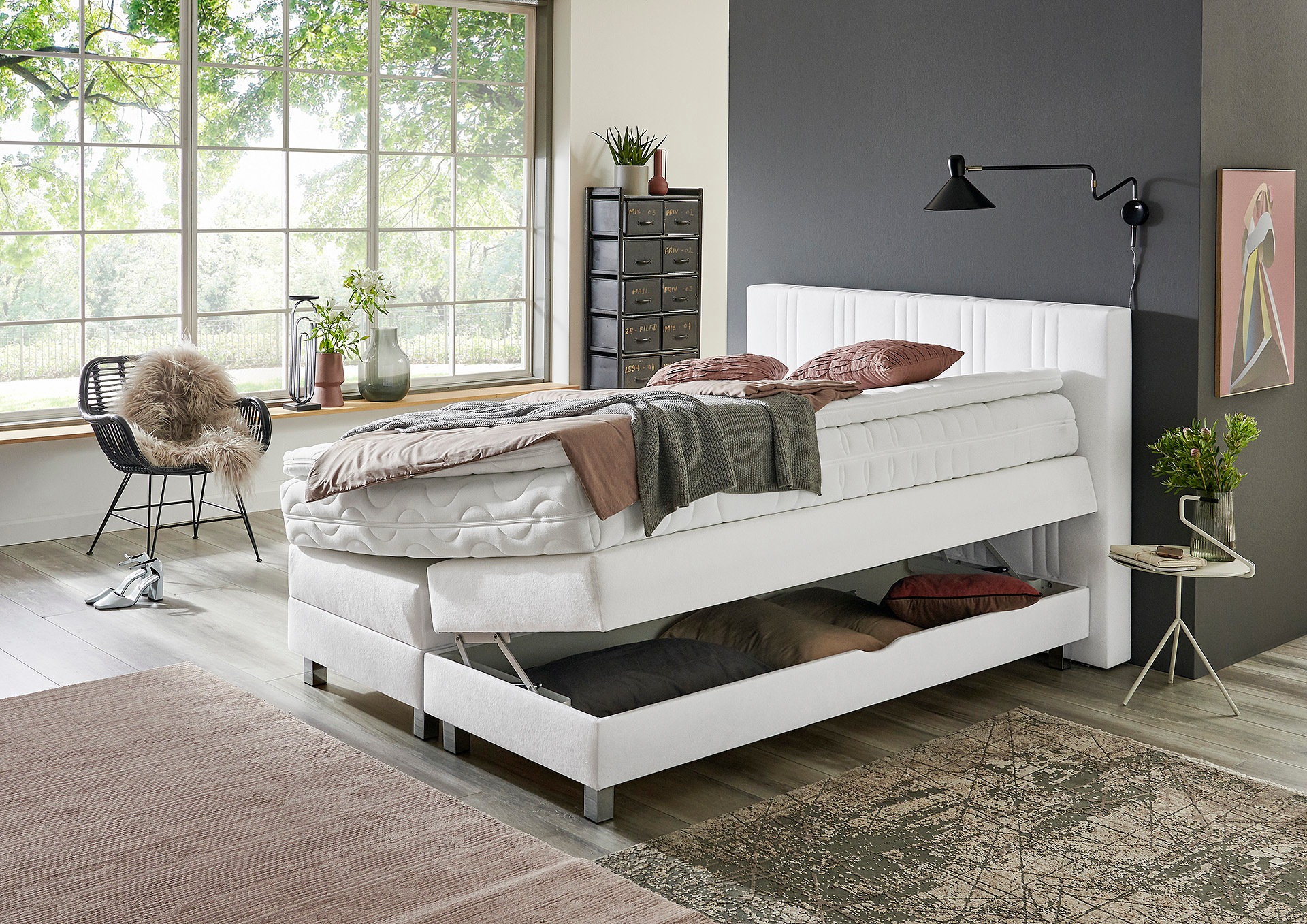 Westfalia Schlafkomfort Box Spring Bed White 155x210cm 2