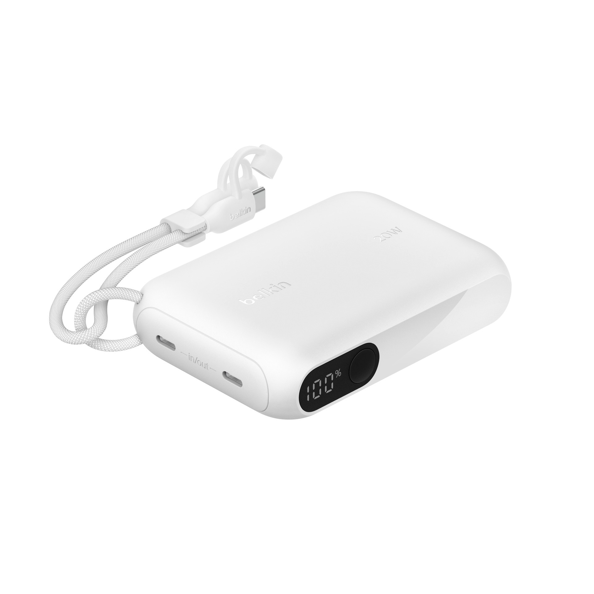 BELKIN Powerbank "BoostCharge Powerbank 10K mit Display", 3,7 V 10.000mAh, weiß, Akkumulatoren
