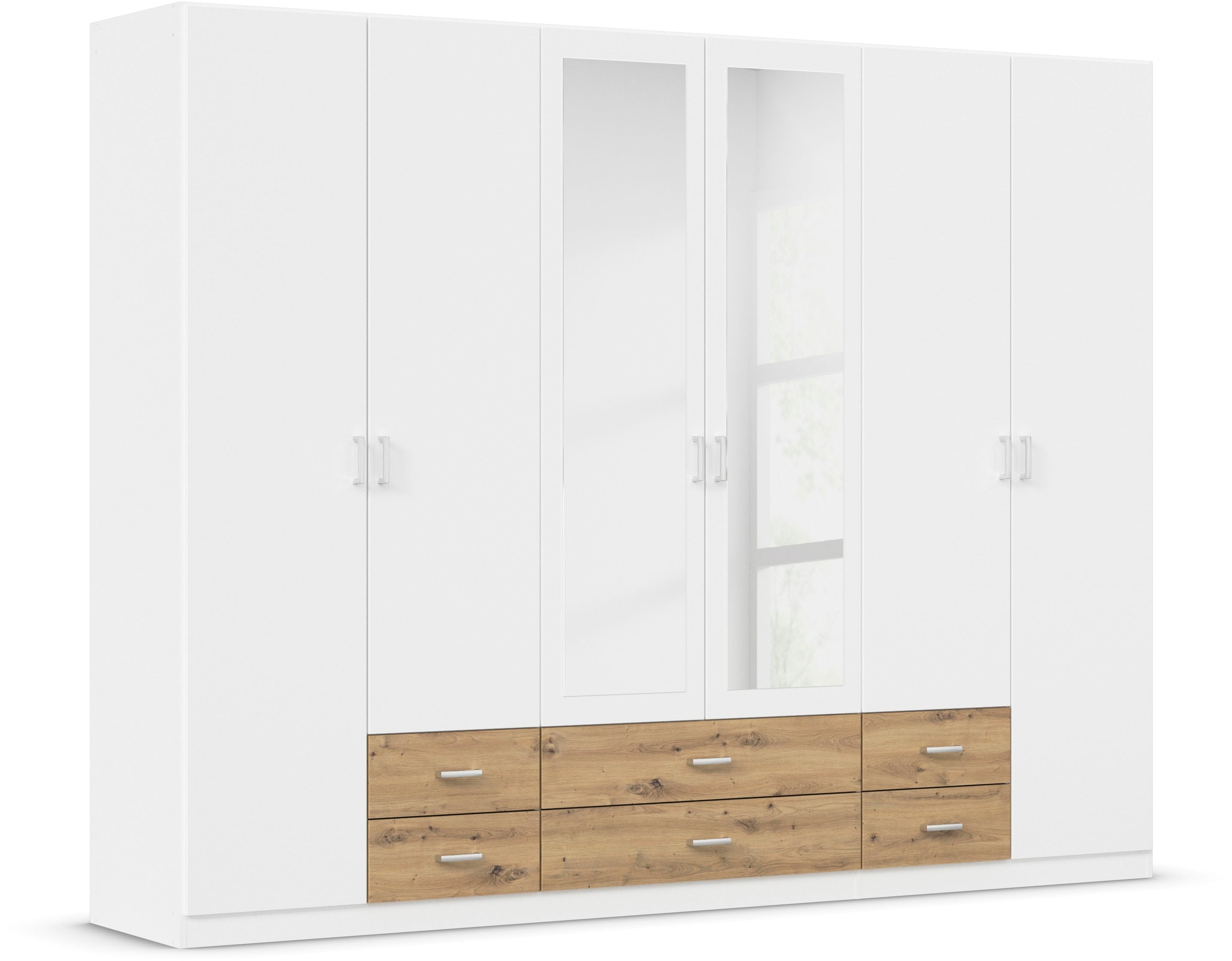 rauch Kleiderschrank "Schrank Garderobe Ankleide GAMMA Breiten 91/136/181/226/271/315/360 cm" in 3 Ausstattungen BASIC/CLASSIC/PREMIUM (inkl. SOFT-CLOSE-Funktion), verschiedene Griff-Varianten, mit Spiegel TOPSELLER MADE IN GERMANY