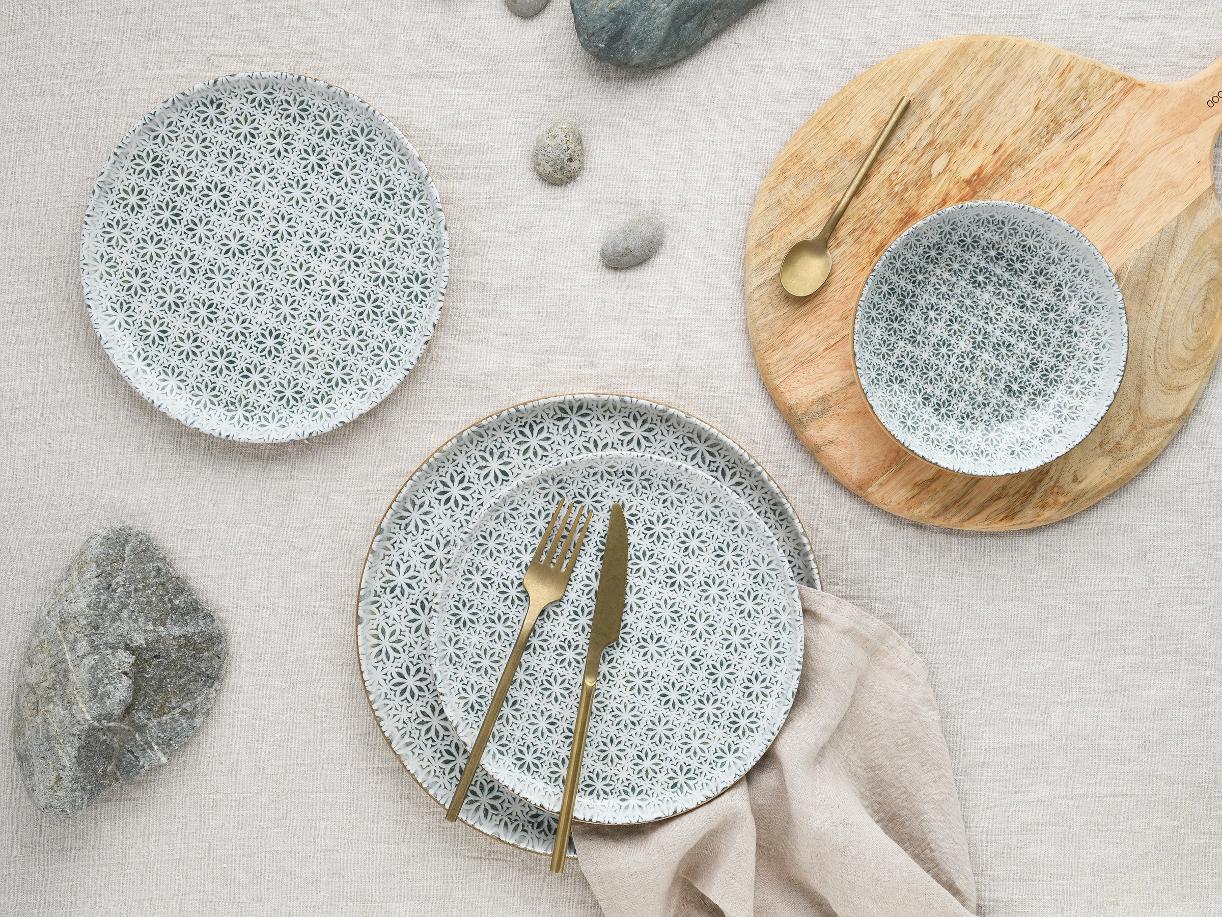 CreaTable Teller-Set »Uno Emiliana, Tellerset 12-tlg«, (Set, 12 tlg.), Shabby Look, Vintage Style