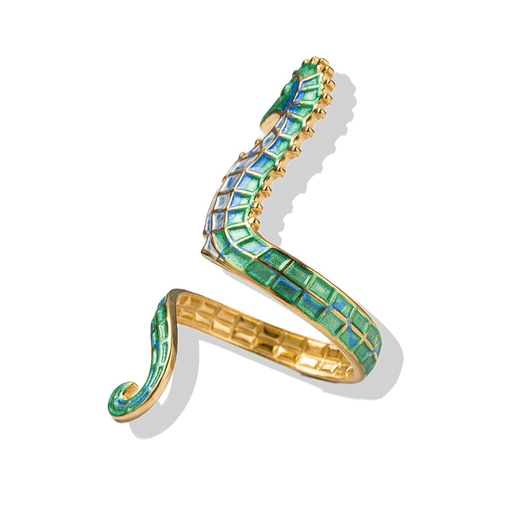 Firetti Fingerring »Schmuck Geschenk Edelstahl Emaille Damenring Seepferd« Made in Germany - Schmuckelement, Schmuckelemente, Emaille