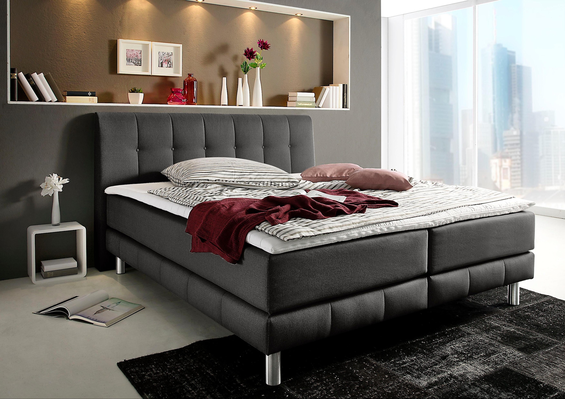 Home affaire Boxspringbett "Cafone" inkl. Topper, 5 Breiten, 3 Matratzenart günstig online kaufen