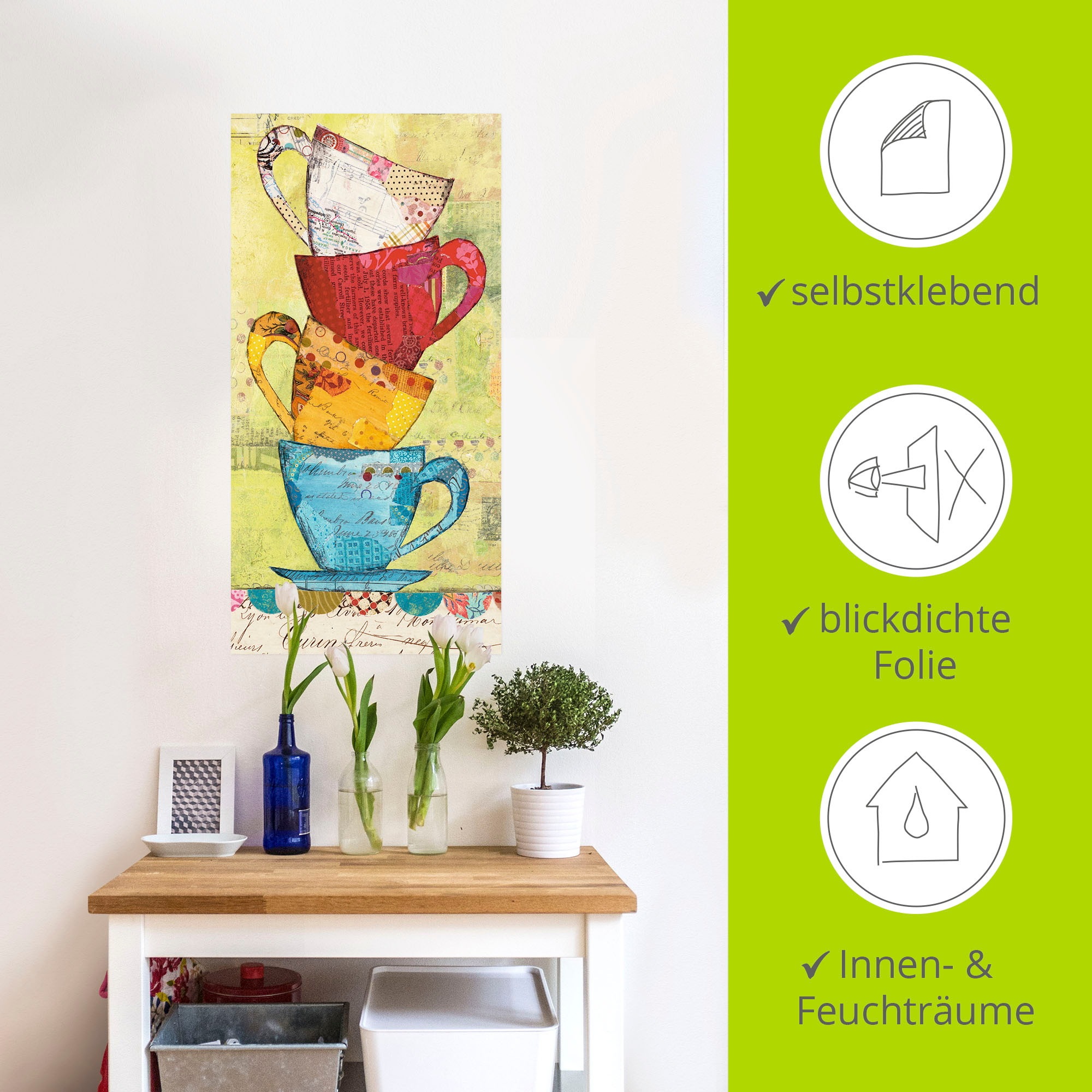 Artland Wandbild »Komm zum Kaffee«, Geschirr & Besteck, (1 St.), als Leinwandbild, Poster, Wandaufkleber in verschied. Größen