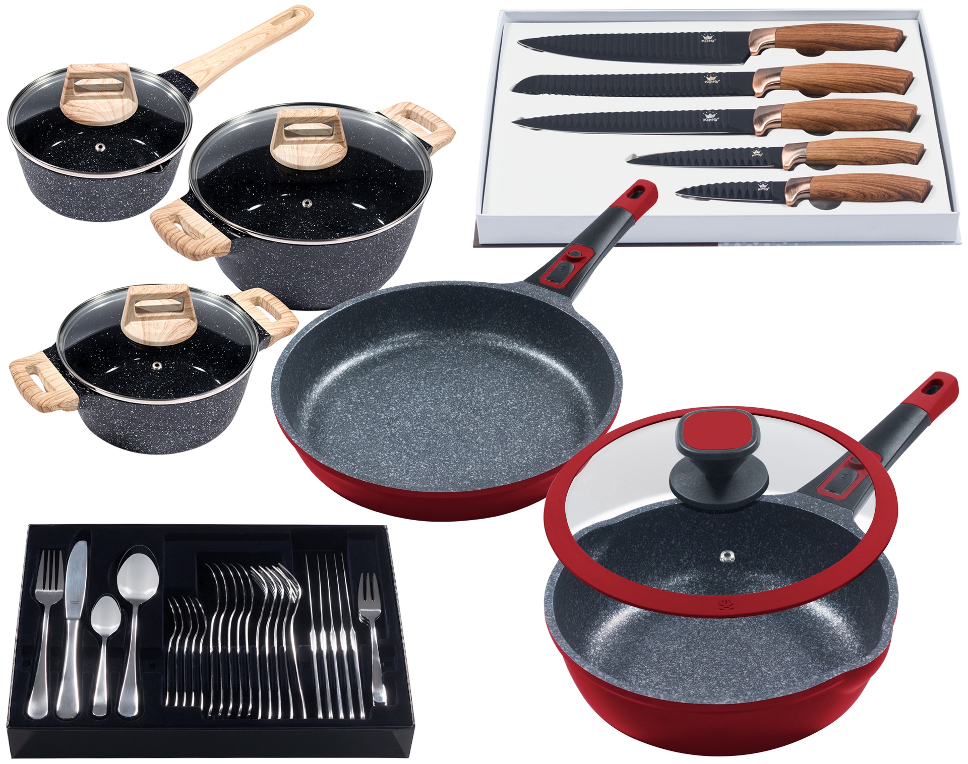 KING Pfannen-Set "Moonscape" Aluminiumguss Set, 11 Stk. tlg. Induktion, (Tö günstig online kaufen