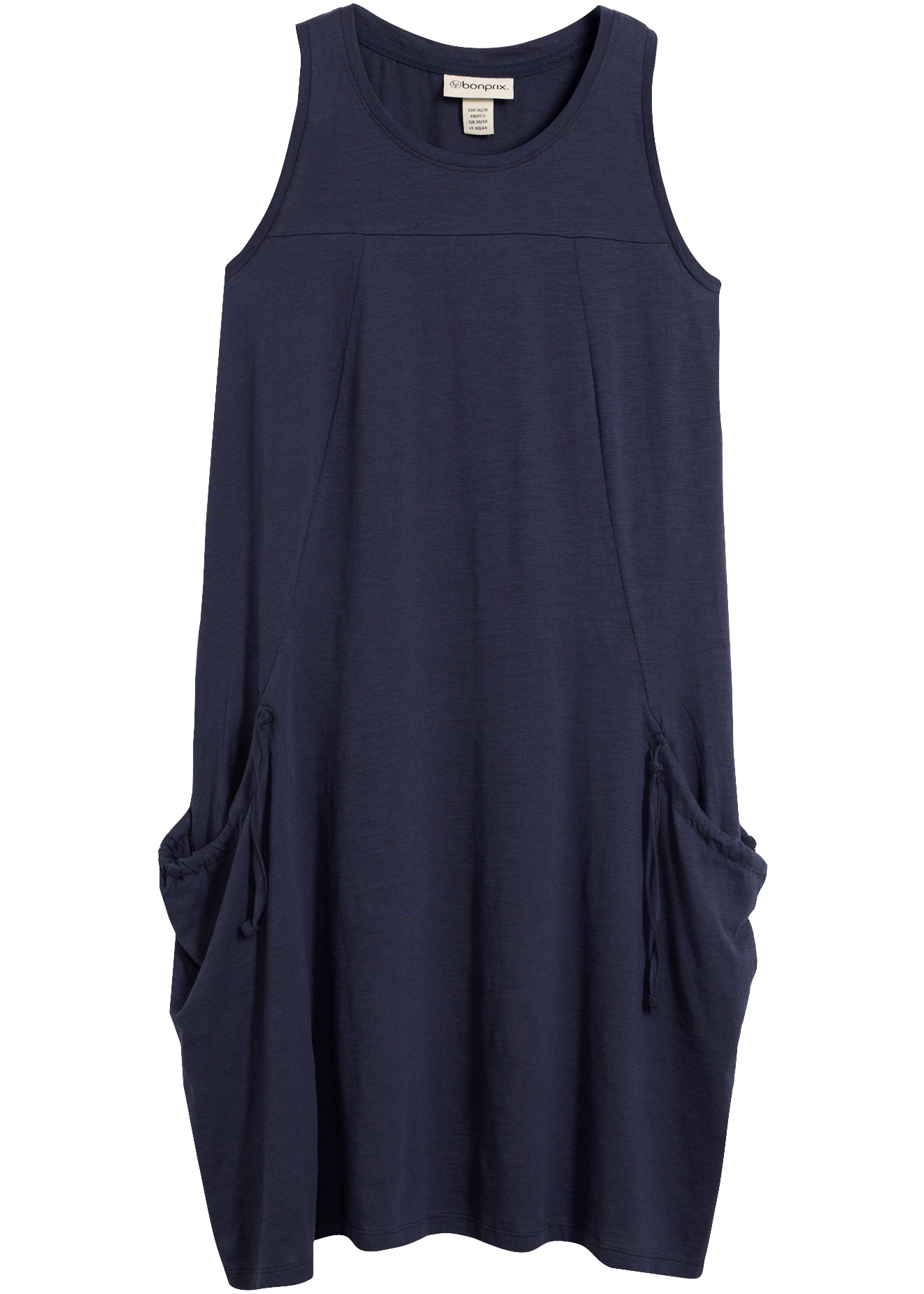 bonprix Jerseykleid »Baumwoll-Jerseykleid mit Taschen« für den Alltag, ärmellos, aus Baumwolle, in A-Linie, mit Taschen