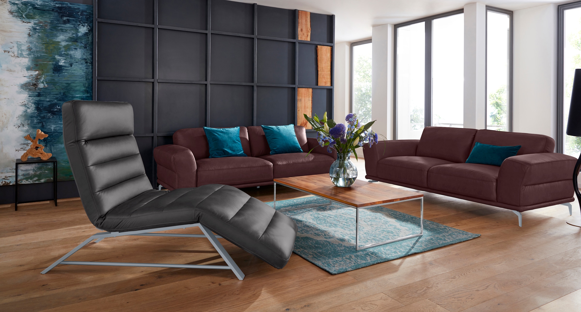 W.SCHILLIG 2,5-Sitzer »montanaa«, mit Metallfüßen in Silber matt, Breite 212 cm