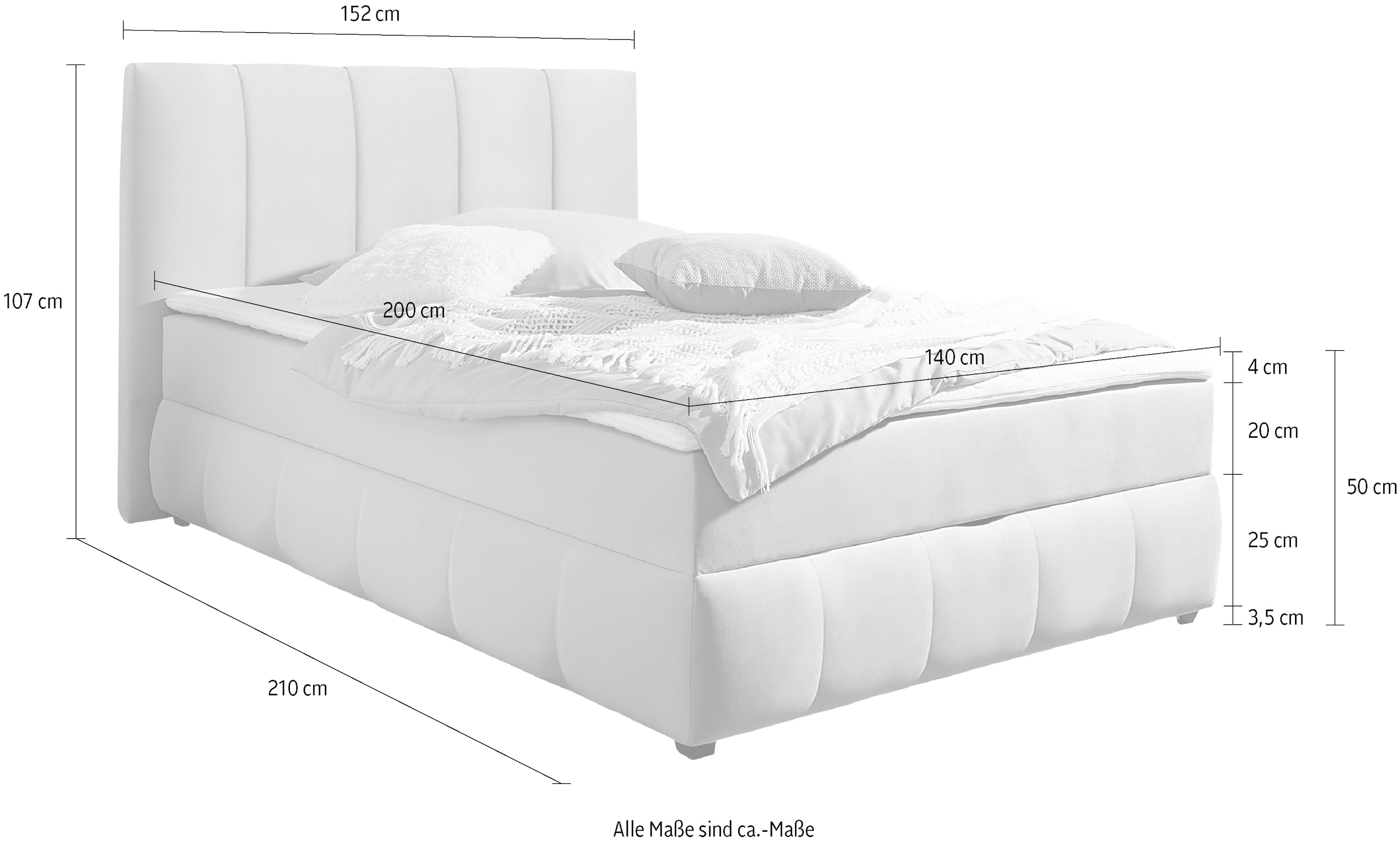 INOSIGN Boxbett »Hartley«, Inkl. Bettkasten & Topper, wählbar in H2, H3 o. H4