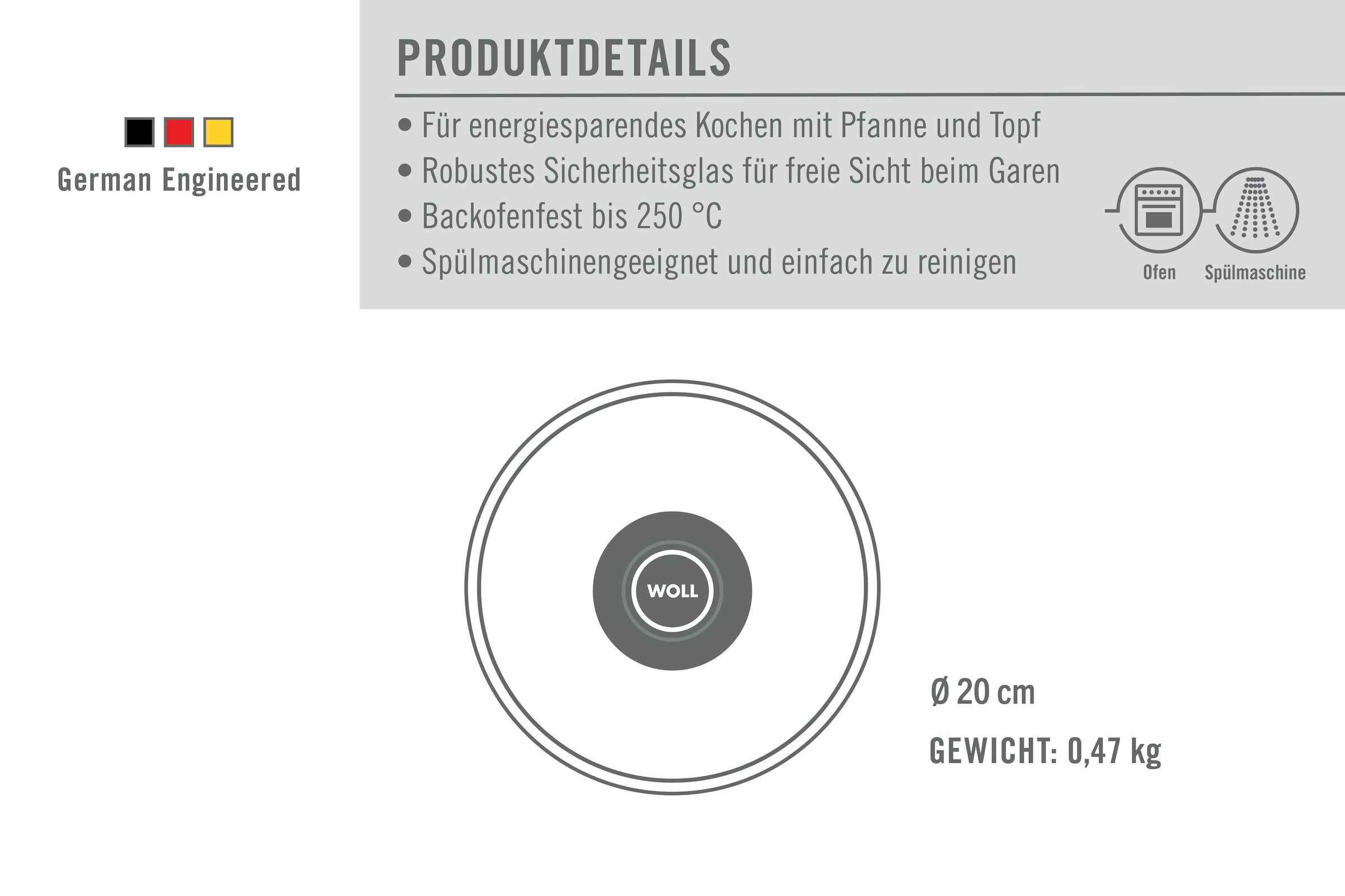 WOLL Universaldeckel »WOLL Sicherheitsglasdeckel, rund« Hitzebeständig, Spülmaschinengeeignet, für Pfannen und Töpfe